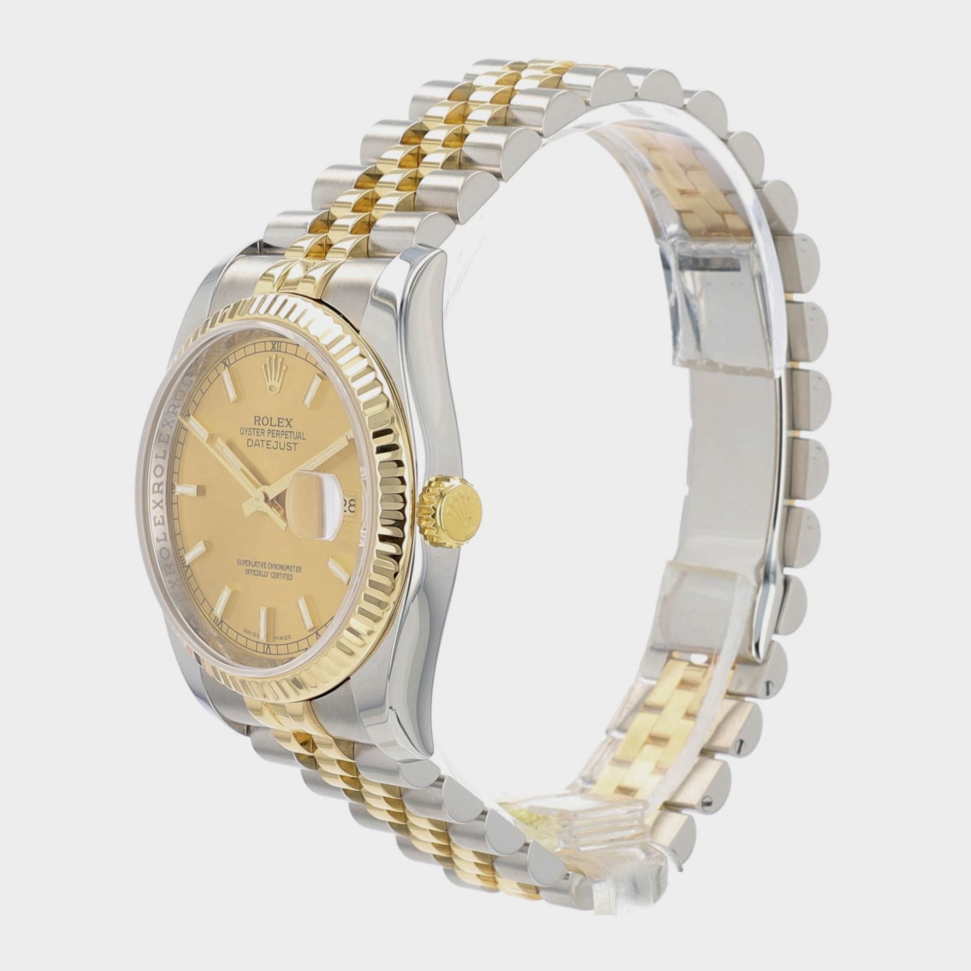 Rolex Datejust 116233 Two-Tone 18KY & Steel Champagne Index Jubilee 36mm Watch - Luxuriant Concierge