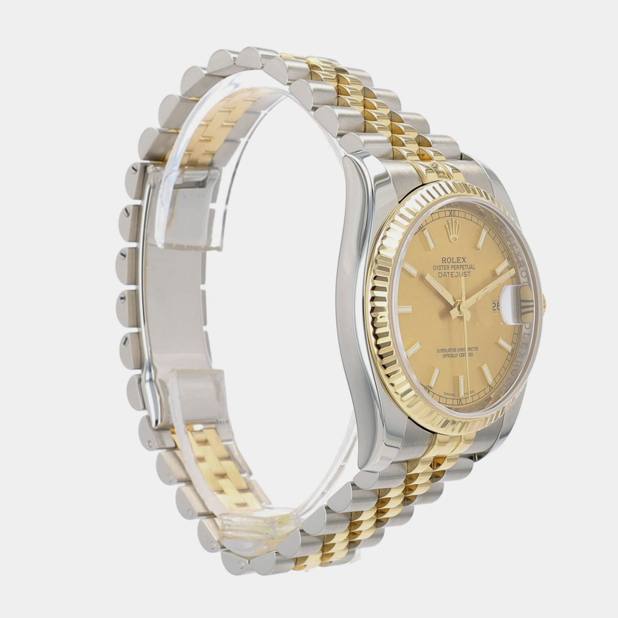 Rolex Datejust 116233 Two-Tone 18KY & Steel Champagne Index Jubilee 36mm Watch - Luxuriant Concierge