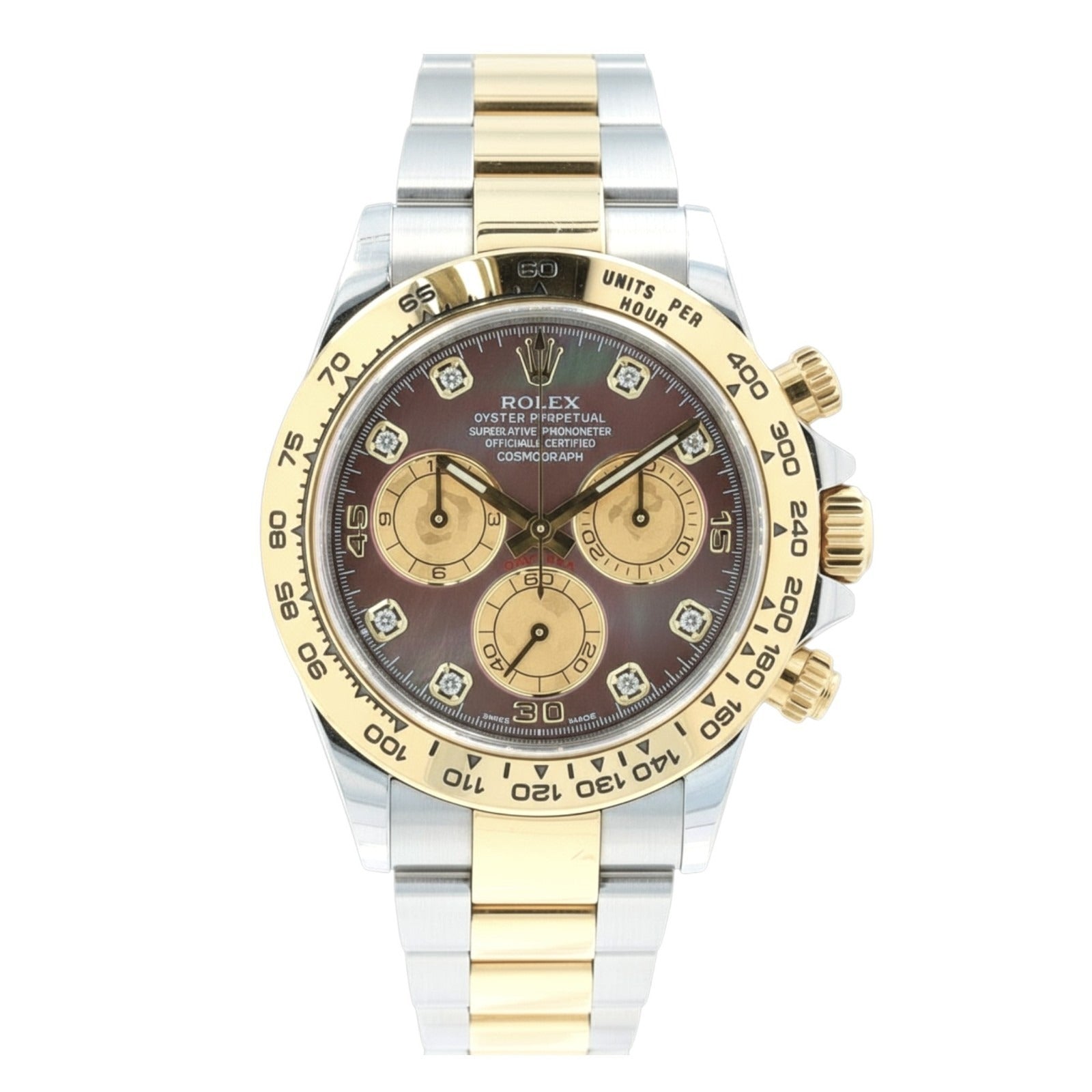 Rolex Mens Daytona 116503 TwoTone SS Tahitian MOP Diamond Dial Watch w/Box&Cert - Luxuriant Concierge