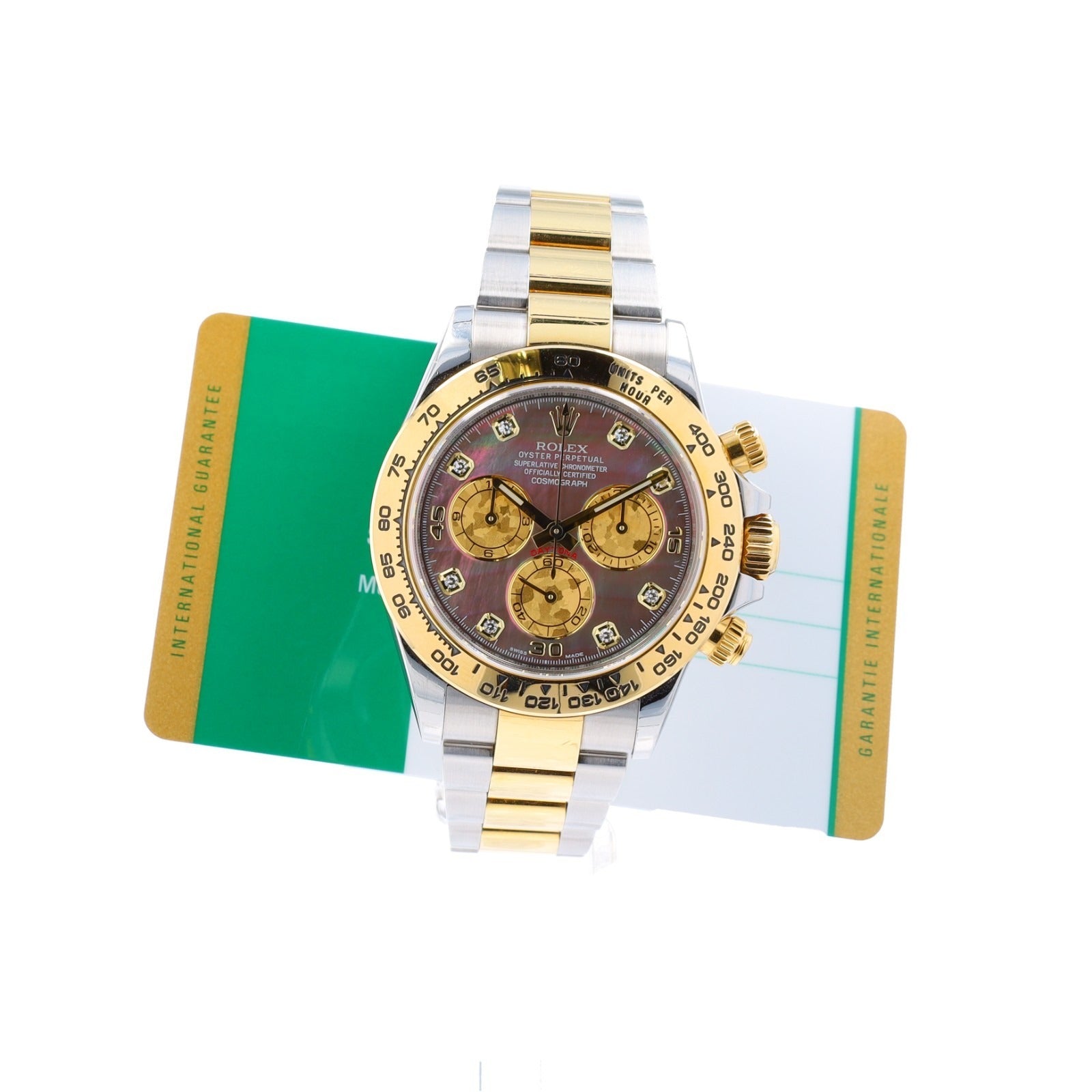Rolex Mens Daytona 116503 TwoTone SS Tahitian MOP Diamond Dial Watch w/Box&Cert - Luxuriant Concierge