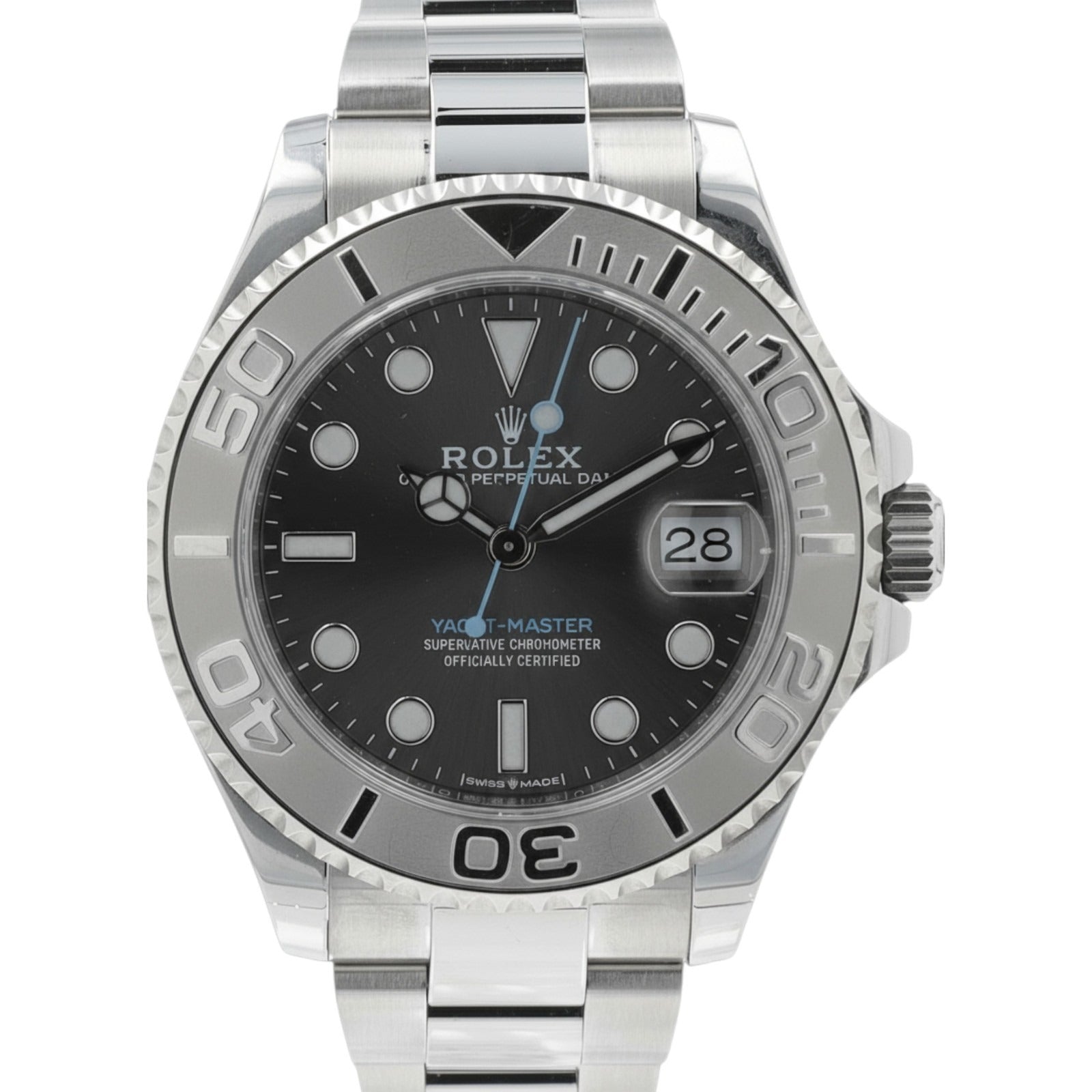 Rolex Ladies Yacht-Master 268622 Gray Dial Platinum & SS Oyster Watch 37mm - Luxuriant Concierge
