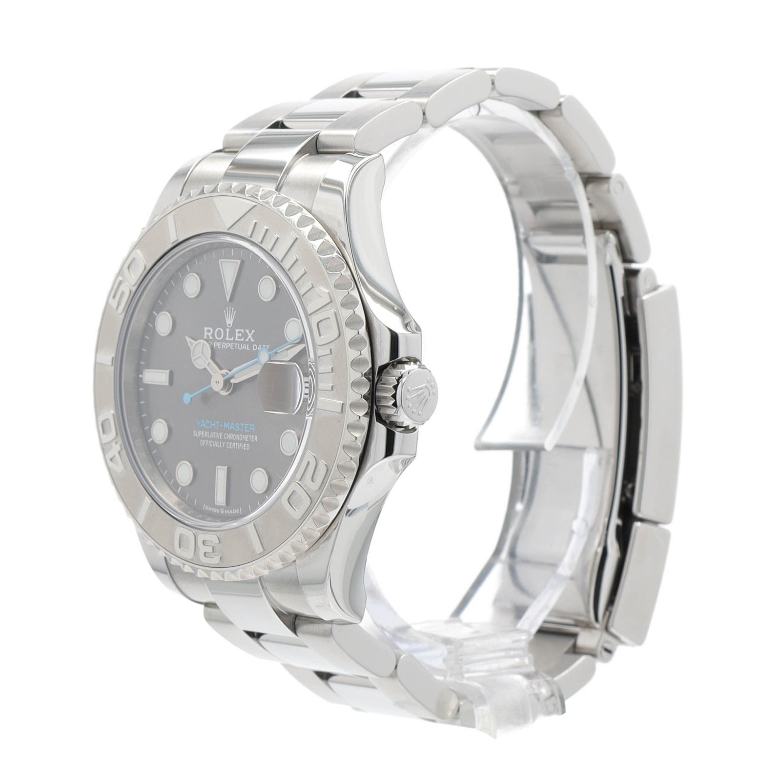 Rolex Ladies Yacht-Master 268622 Gray Dial Platinum & SS Oyster Watch 37mm - Luxuriant Concierge