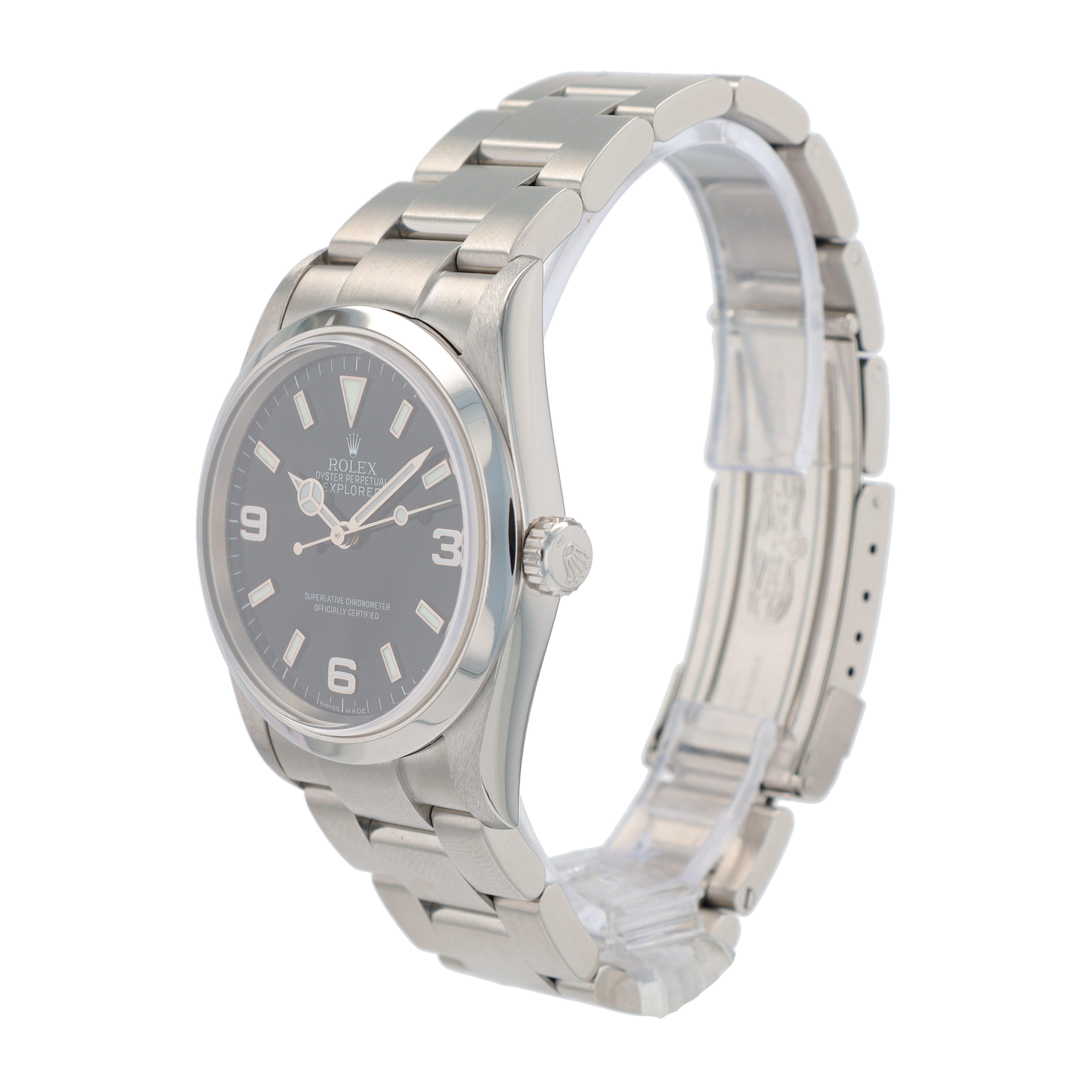 Rolex Explorer 114270 36mm Black Index Luminous & Arabic Dial Smooth Bezel Oyster Band - Luxuriant Concierge