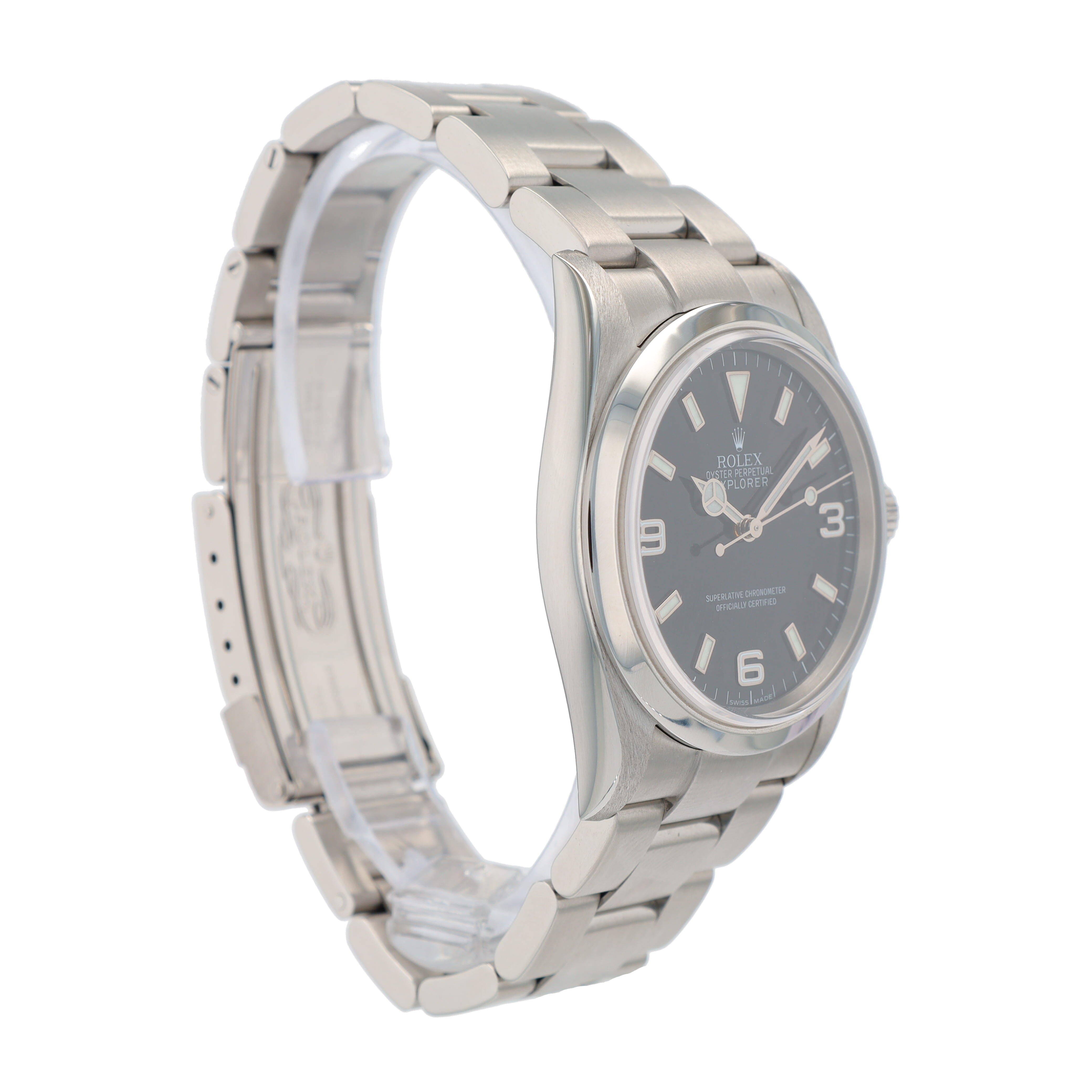Rolex Explorer 114270 36mm Black Index Luminous & Arabic Dial Smooth Bezel Oyster Band - Luxuriant Concierge