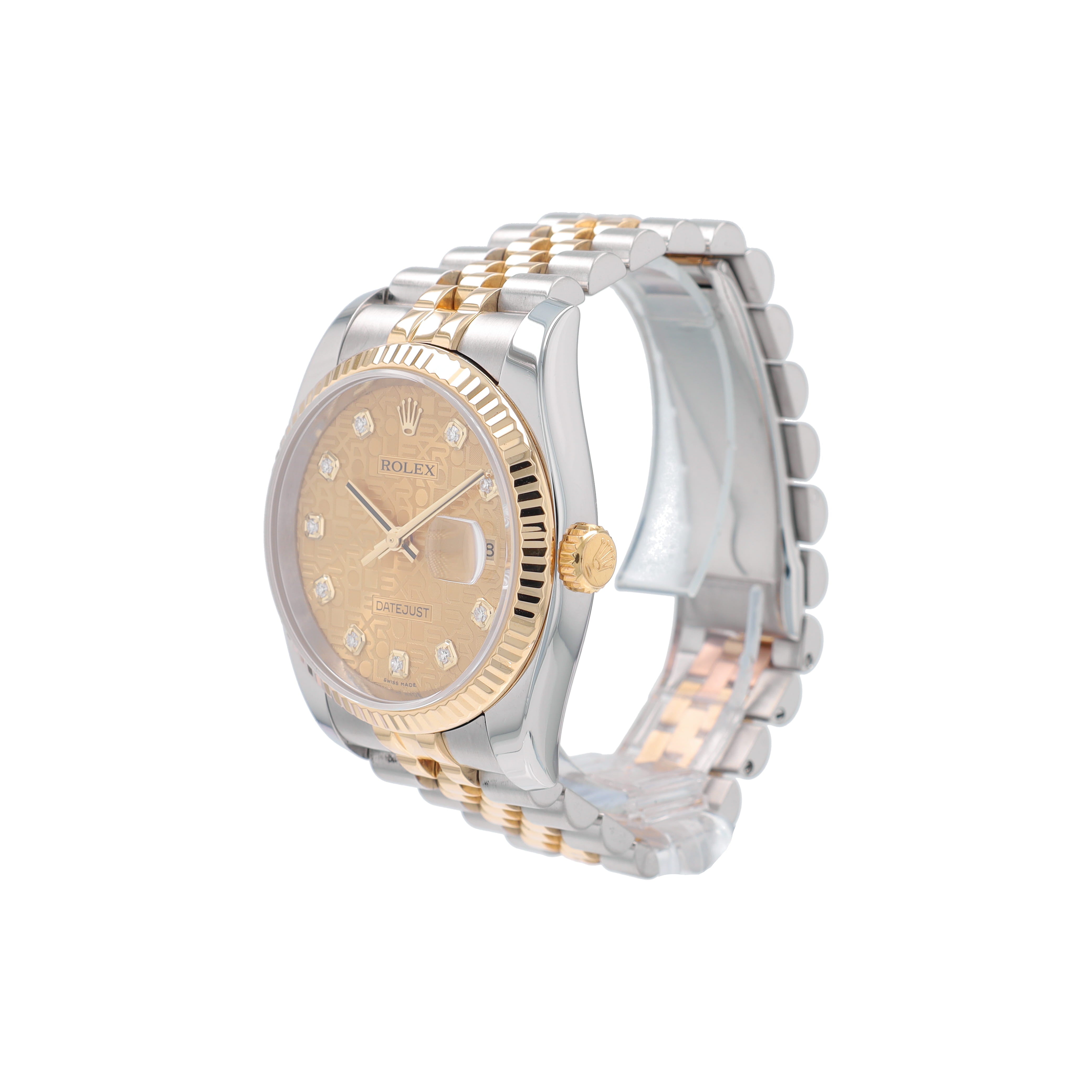 Rolex Datejust 116233 36mm Champagne Jubilee Diamonds Dial Fluted Bezel Jubilee Band - Luxuriant Concierge