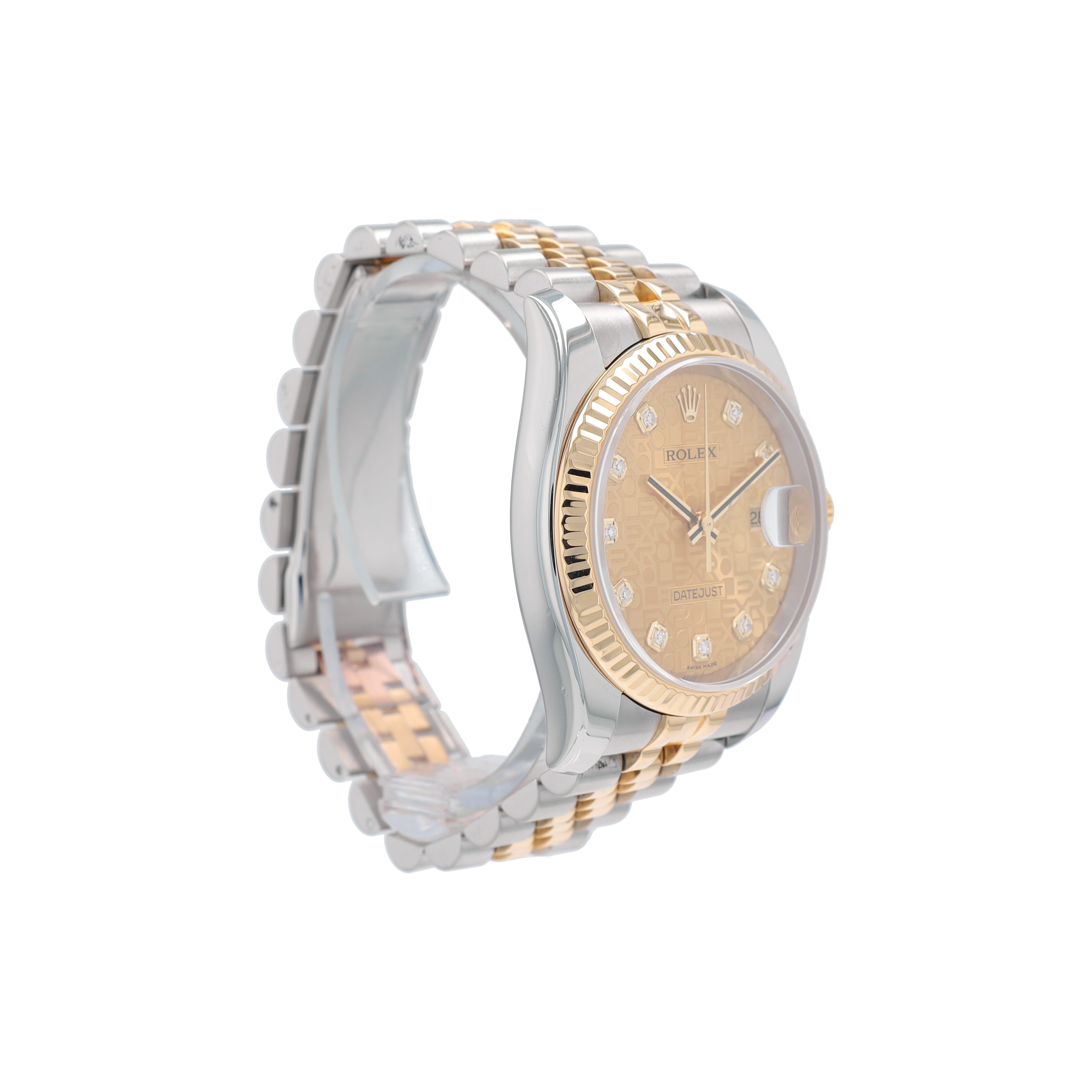 Rolex Datejust 116233 36mm Champagne Jubilee Diamonds Dial Fluted Bezel Jubilee Band - Luxuriant Concierge