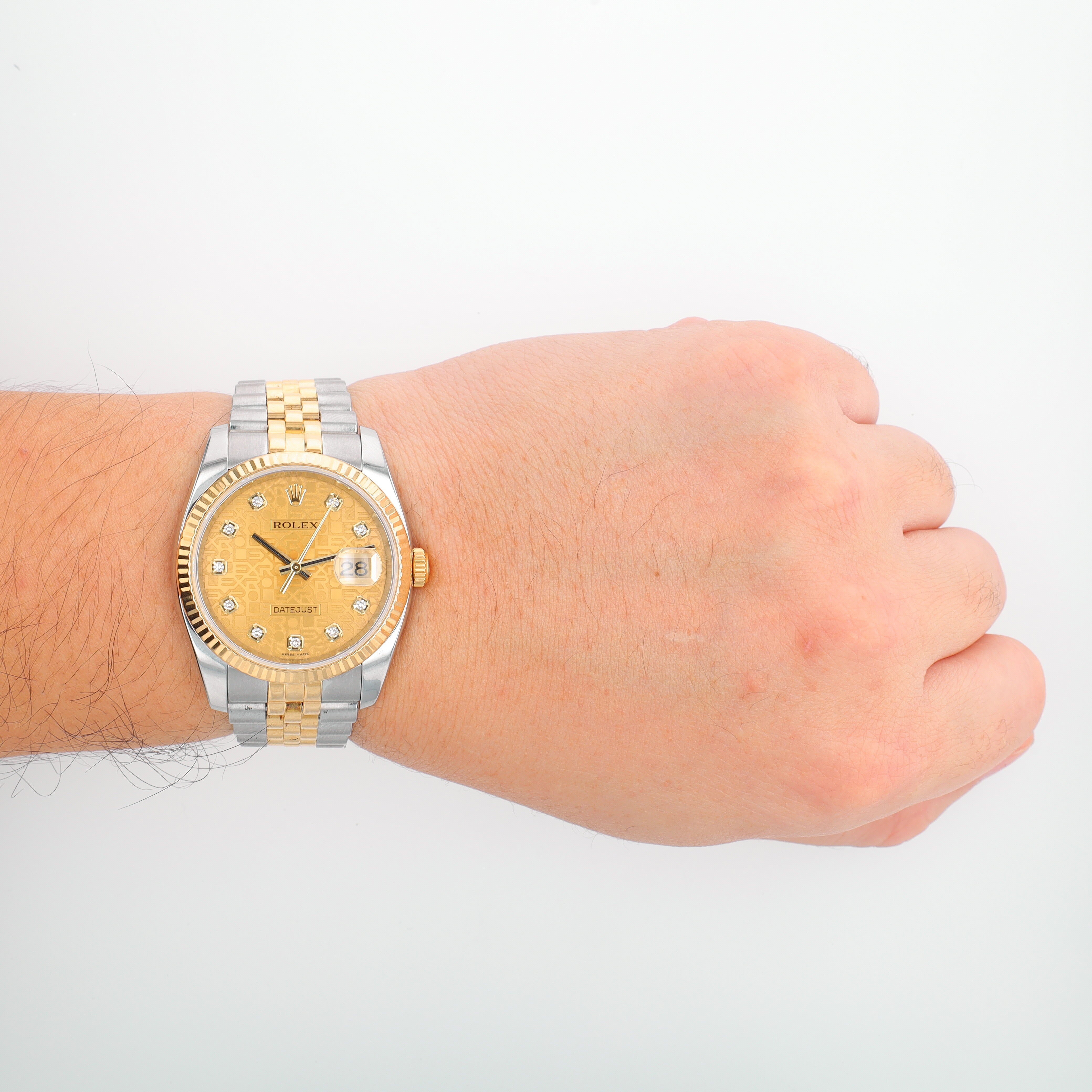 Rolex Datejust 116233 36mm Champagne Jubilee Diamonds Dial Fluted Bezel Jubilee Band - Luxuriant Concierge