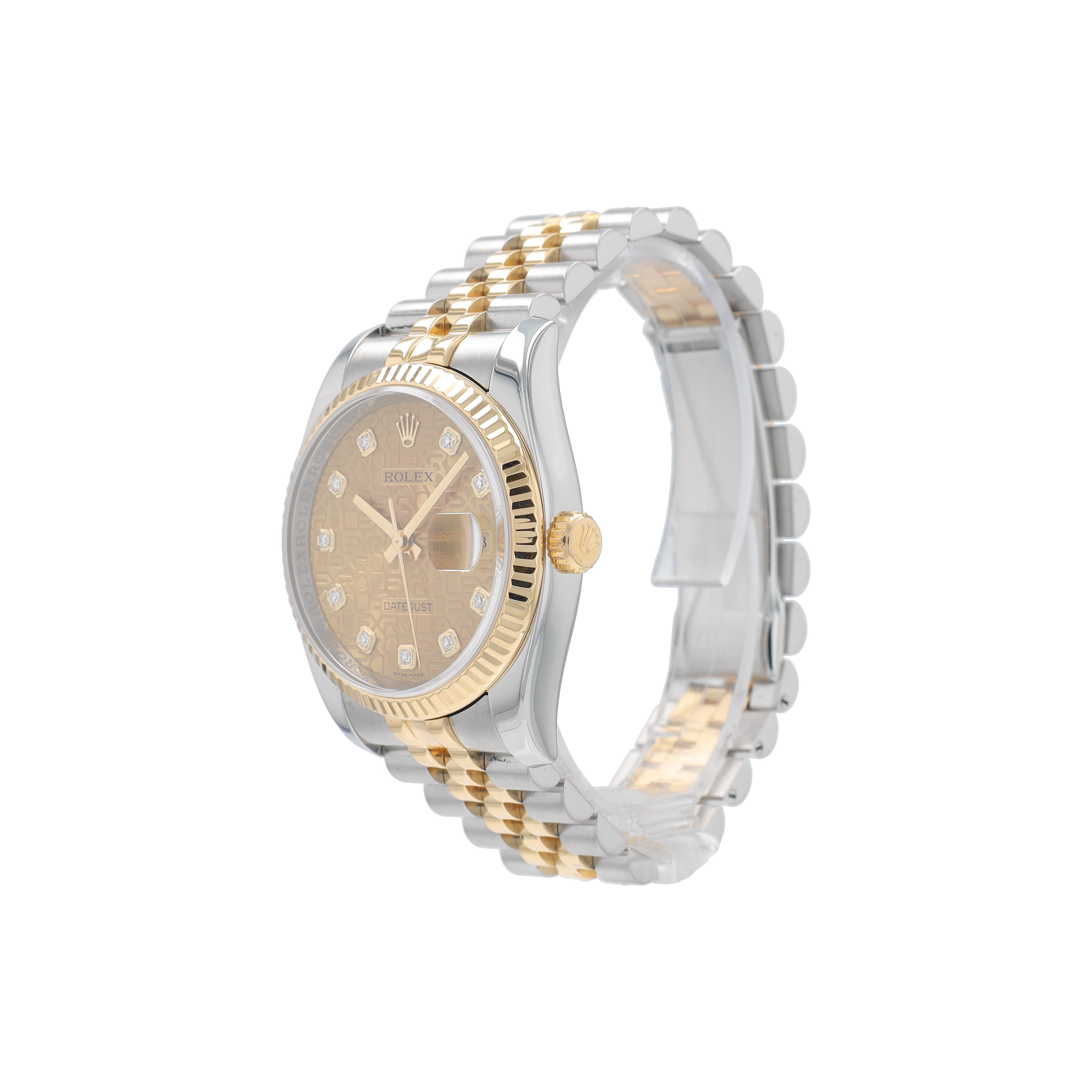 Rolex Datejust 116233 36mm Champagne Jubilee Diamonds Dial Fluted Bezel Jubilee Band - Luxuriant Concierge