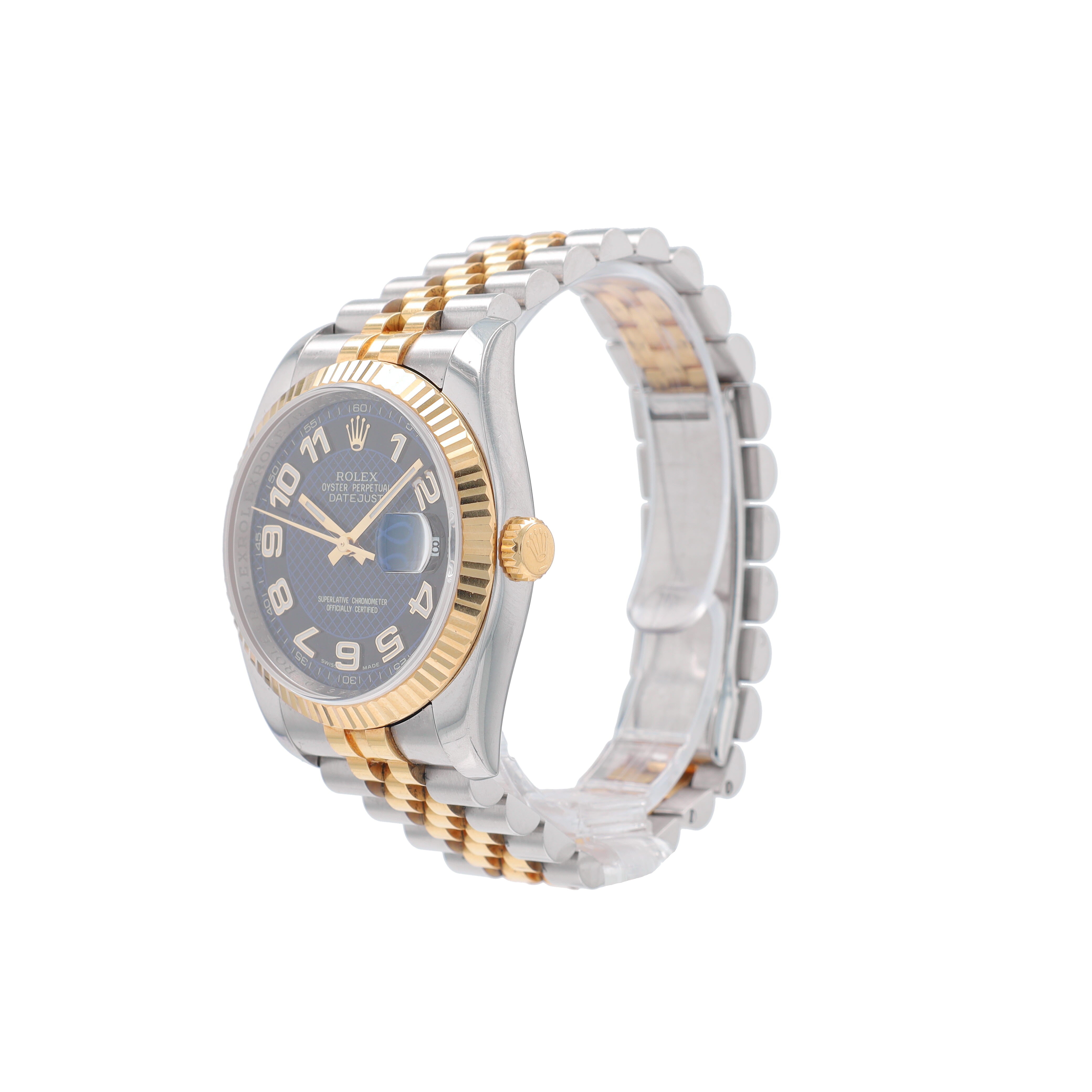 B&P Rolex Datejust 116233 36mm Black Roman Dial Fluted Bezel Jubilee Band - Luxuriant Concierge