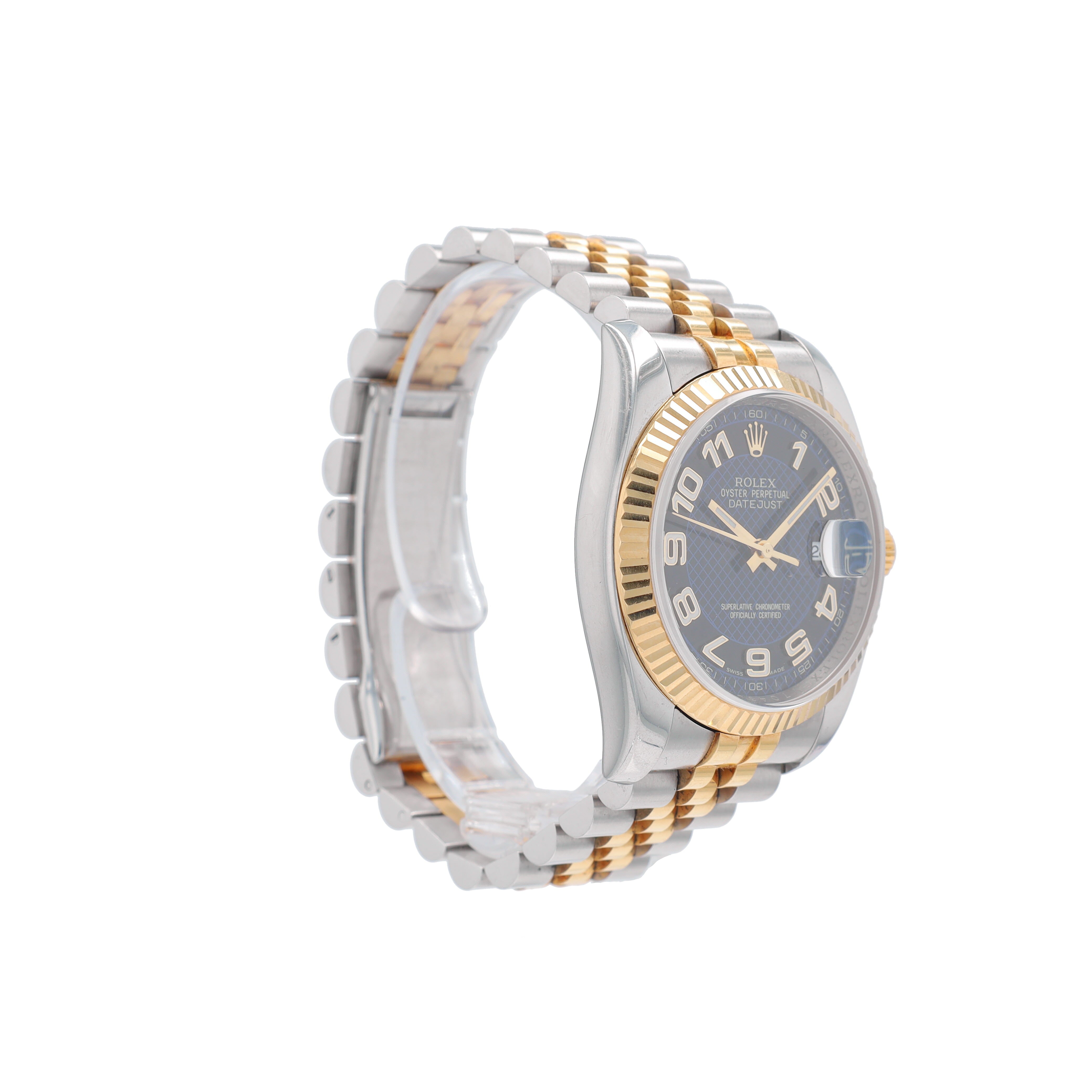 B&P Rolex Datejust 116233 36mm Black Roman Dial Fluted Bezel Jubilee Band - Luxuriant Concierge