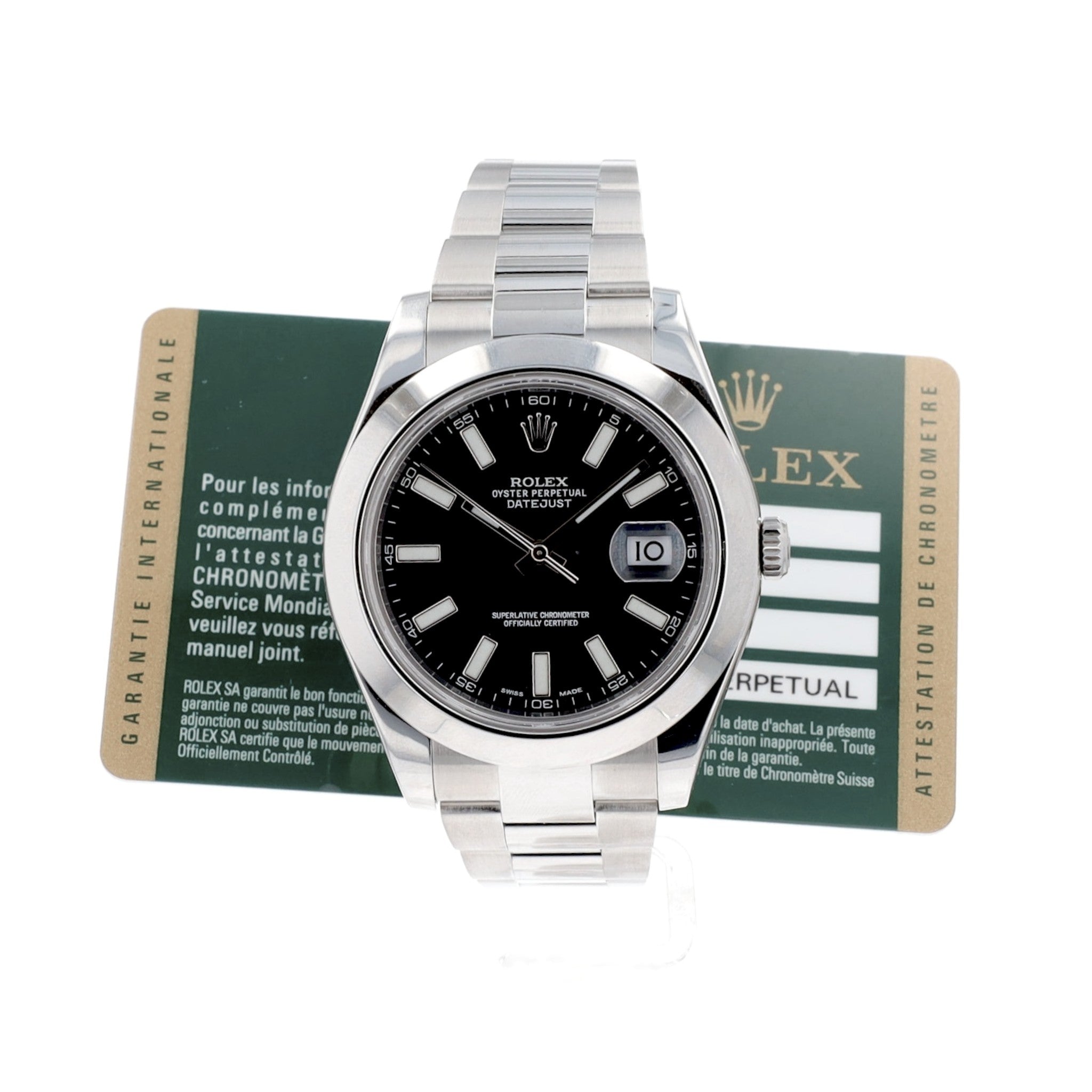 Rolex Datejust II 116300 41mm Black Index Stainless Steel Oyster Band Auto Watch