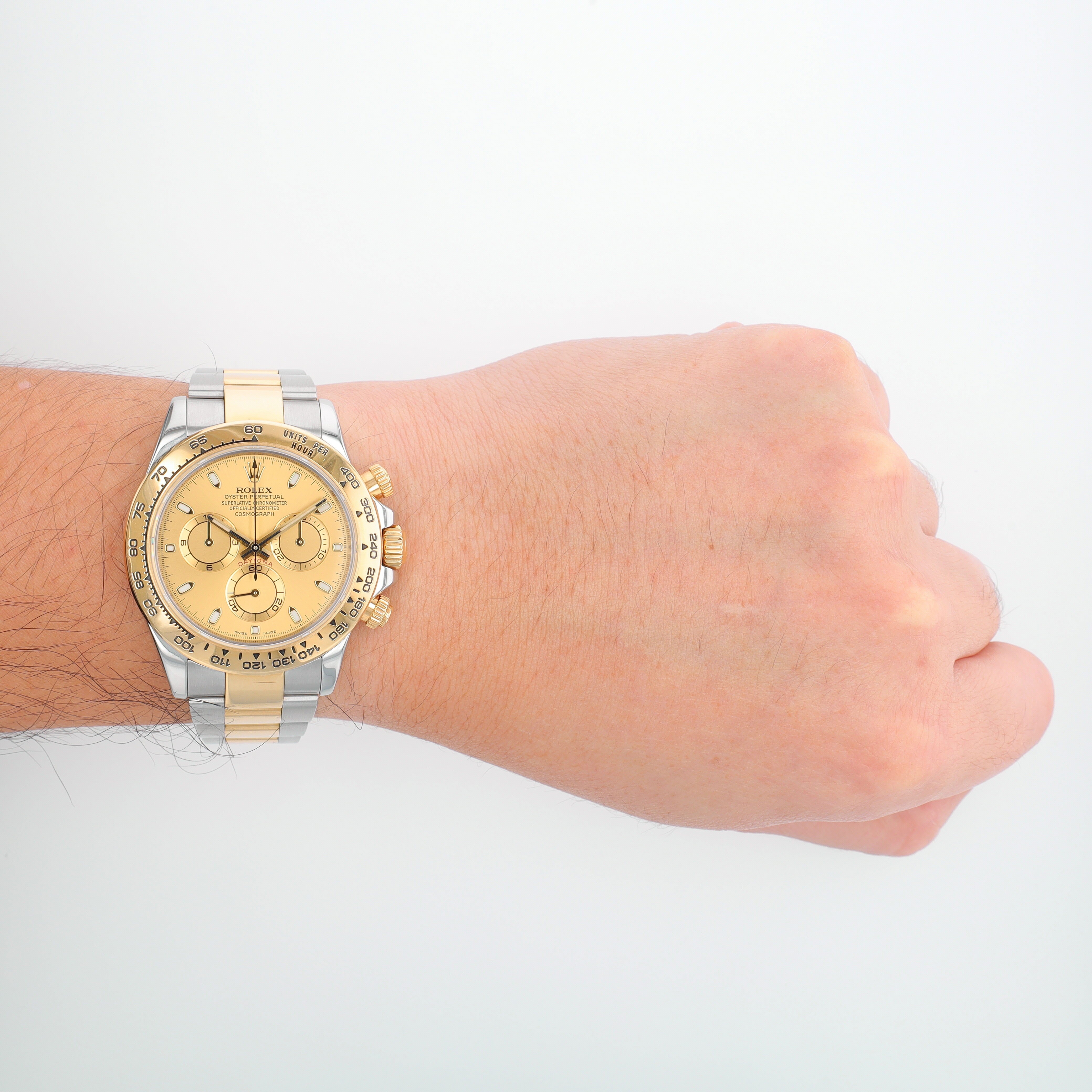 B&P Rolex Daytona 116503 40mm Champagne Luminous Dial Tachymeter Bezel Oyster Band - Luxuriant Concierge