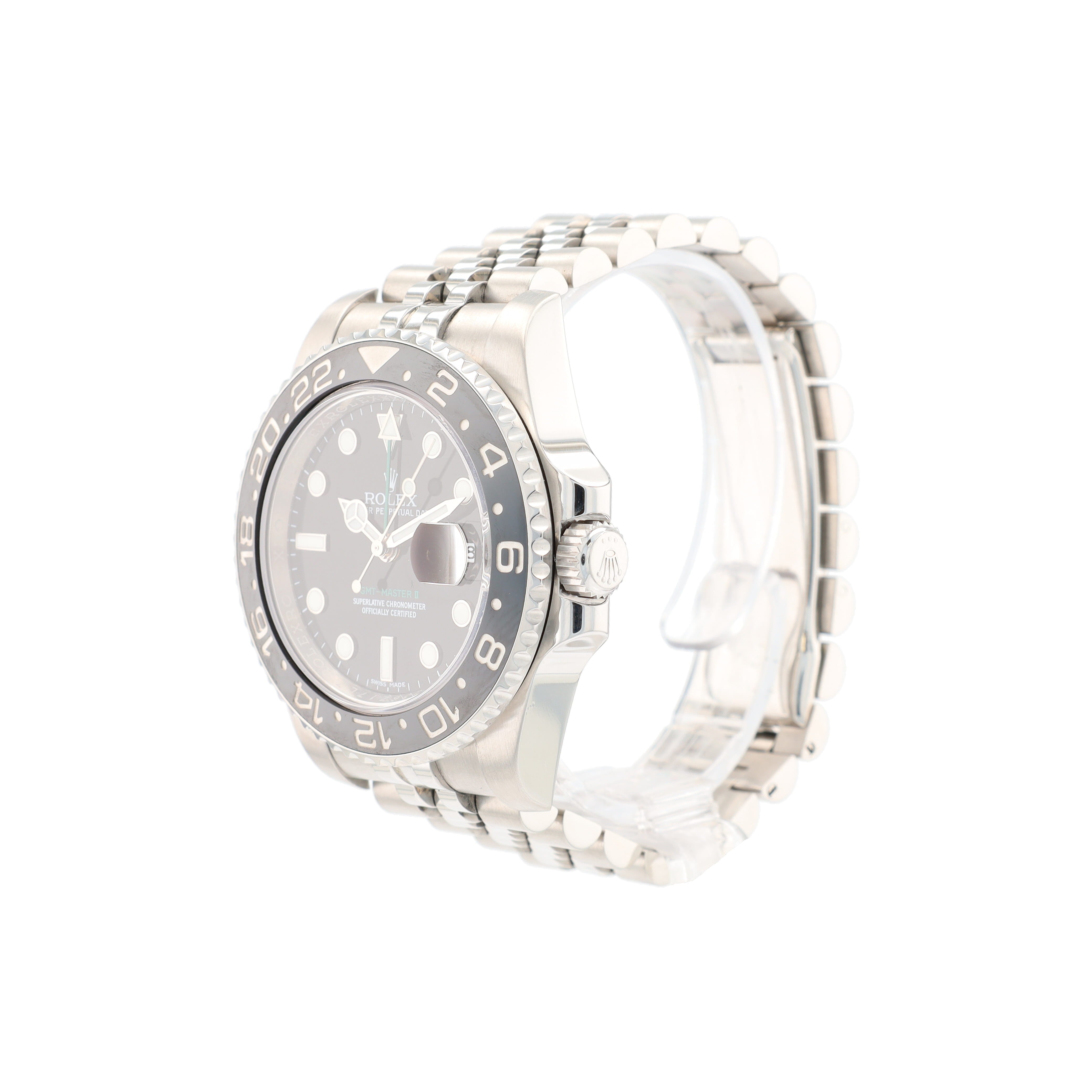B&P Rolex GMT Master II 116710 40mm Black Index Luminous Dial GMT Bezel Jubilee Band - Luxuriant Concierge