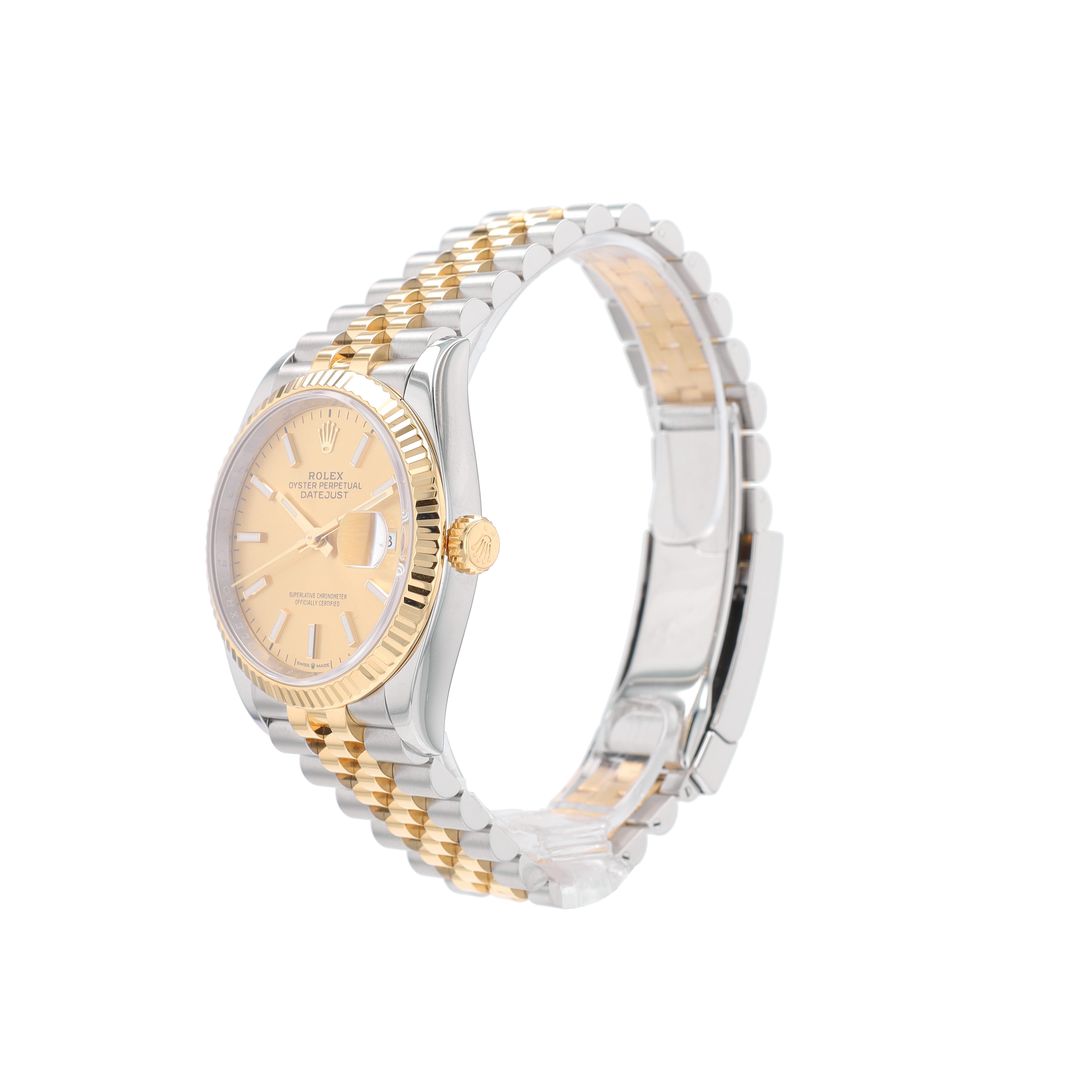 Rolex Datejust 126233 36mm Champagne Index Luminous Dial Fluted Bezel Jubilee Band - Luxuriant Concierge