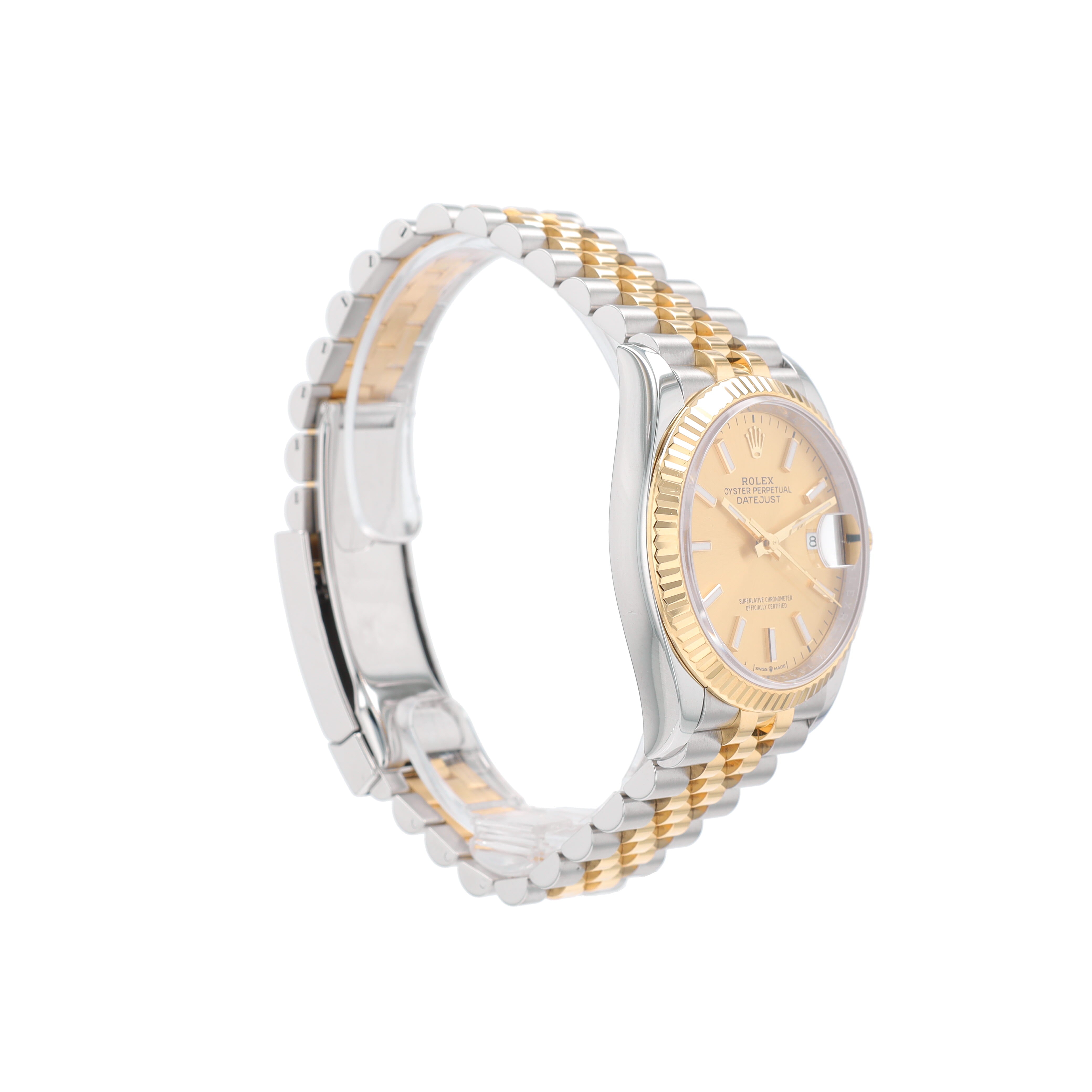 Rolex Datejust 126233 36mm Champagne Index Luminous Dial Fluted Bezel Jubilee Band - Luxuriant Concierge