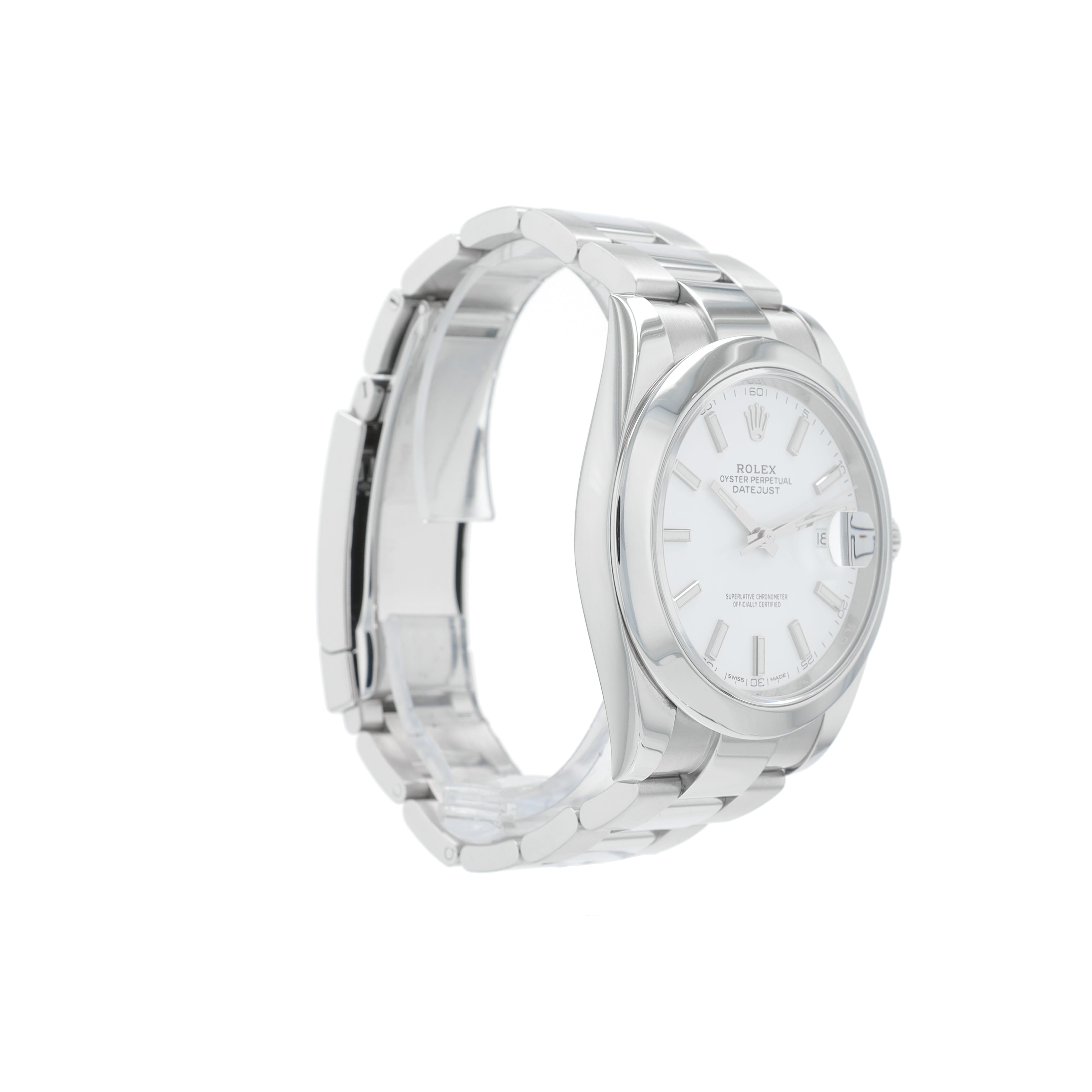 B&P Rolex Datejust 126300 41mm White Luminous Index Dial Smooth Bezel Oyster Band - Luxuriant Concierge