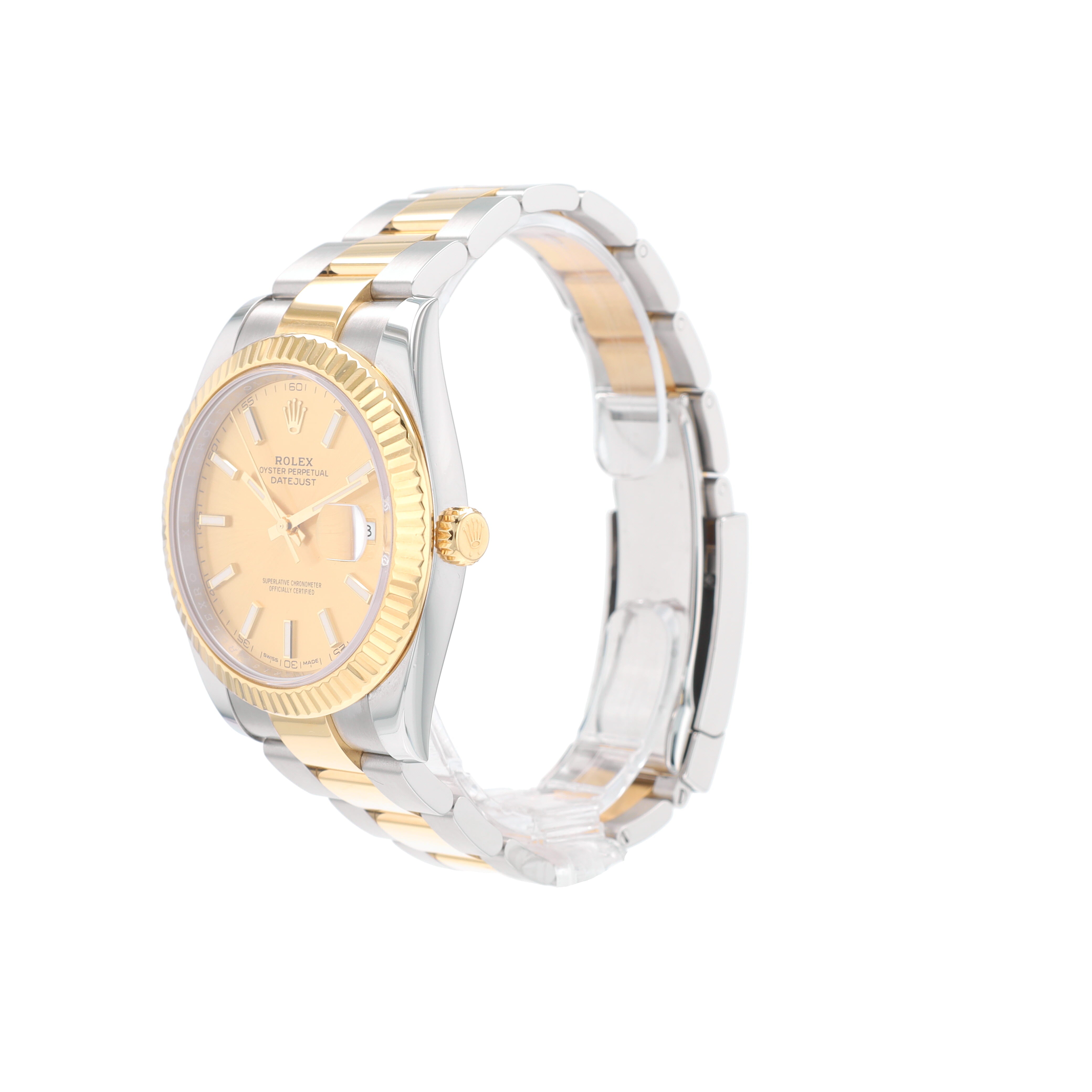 B&P Rolex Datejust 41 126333 41mm Champagne Index Luminous Dial Fluted Bezel Oyster Band - Luxuriant Concierge