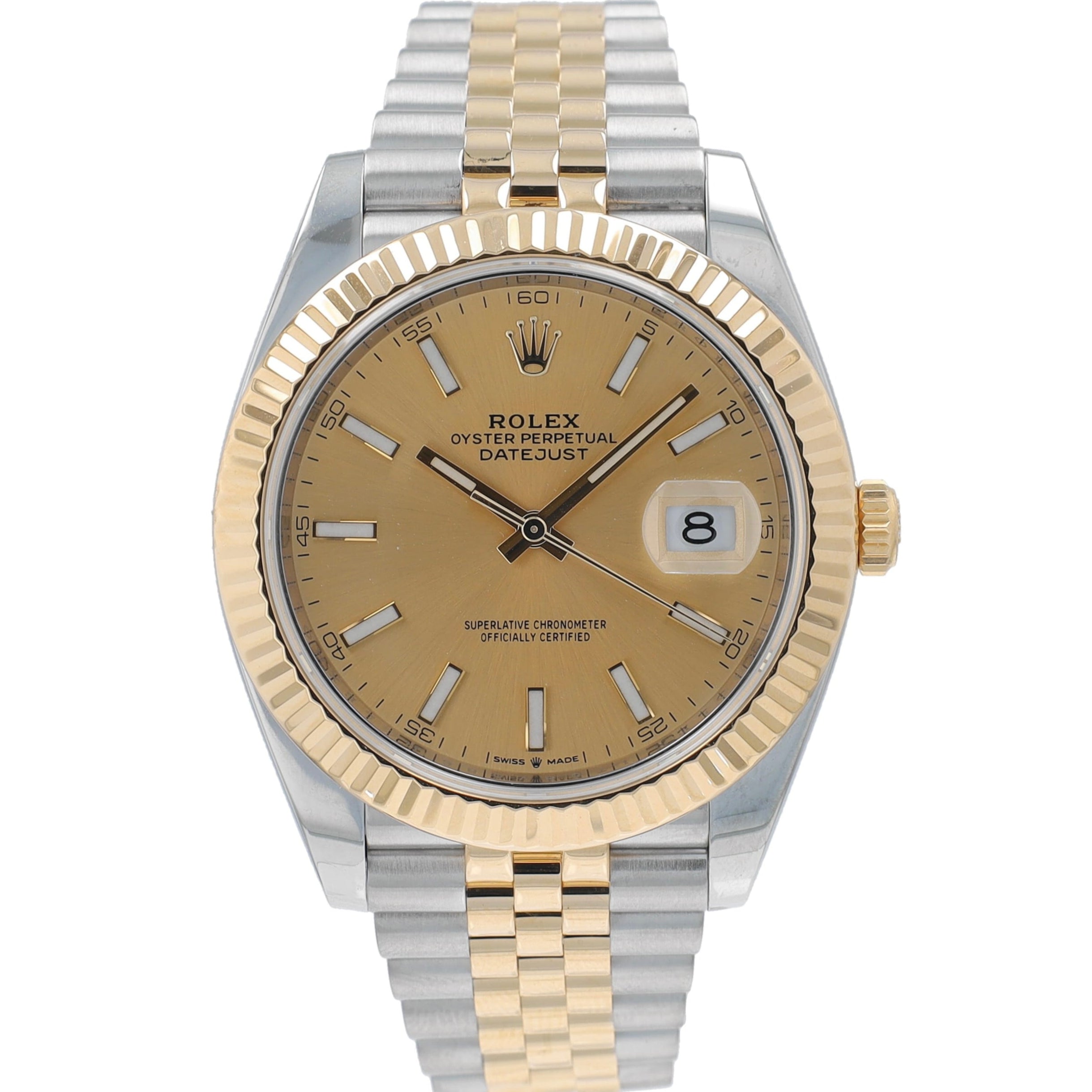 B&P Rolex Datejust 40 126333 41mm Champagne Index Dial Fluted Bezel Jubilee Band - Luxuriant Concierge