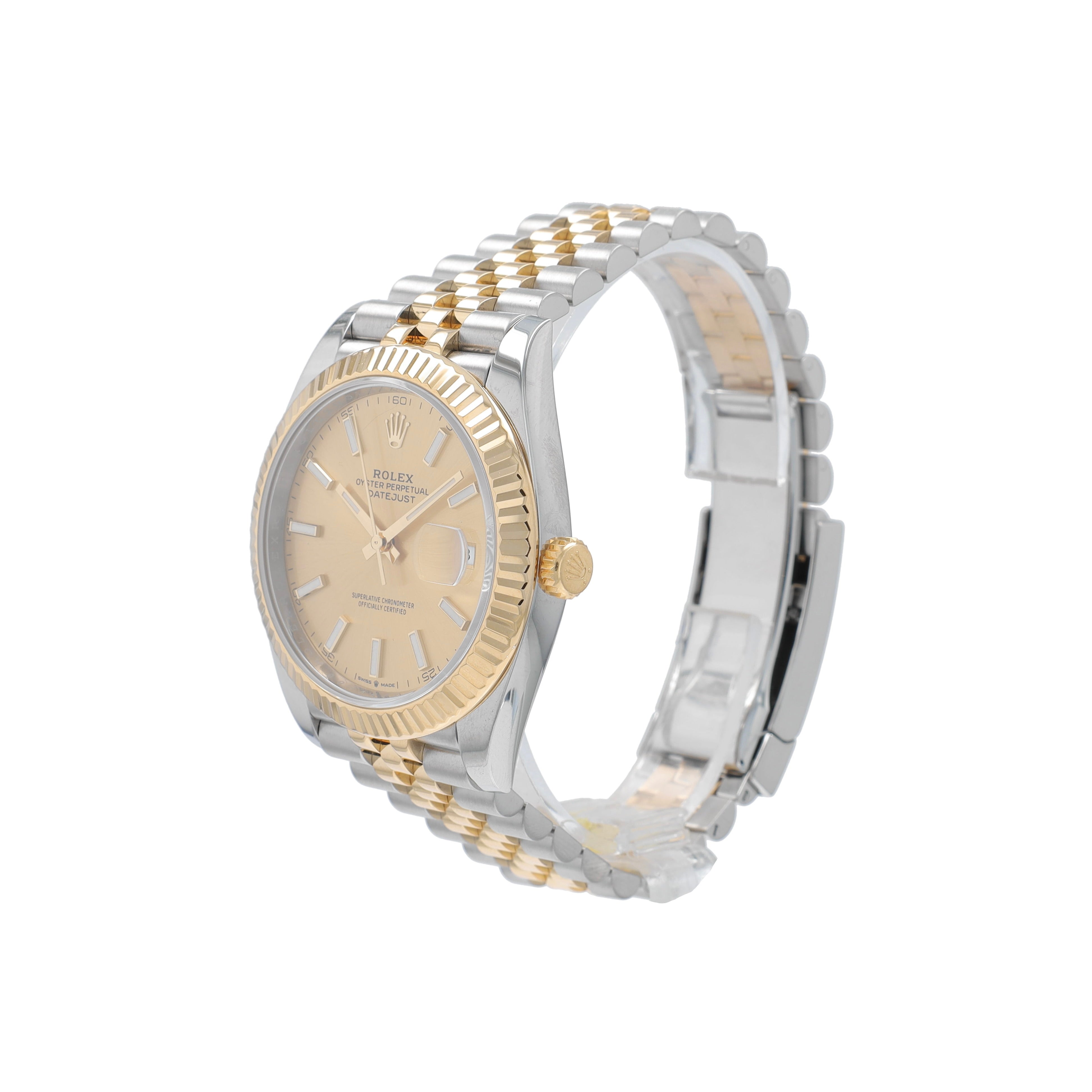 B&P Rolex Datejust 40 126333 41mm Champagne Index Dial Fluted Bezel Jubilee Band - Luxuriant Concierge