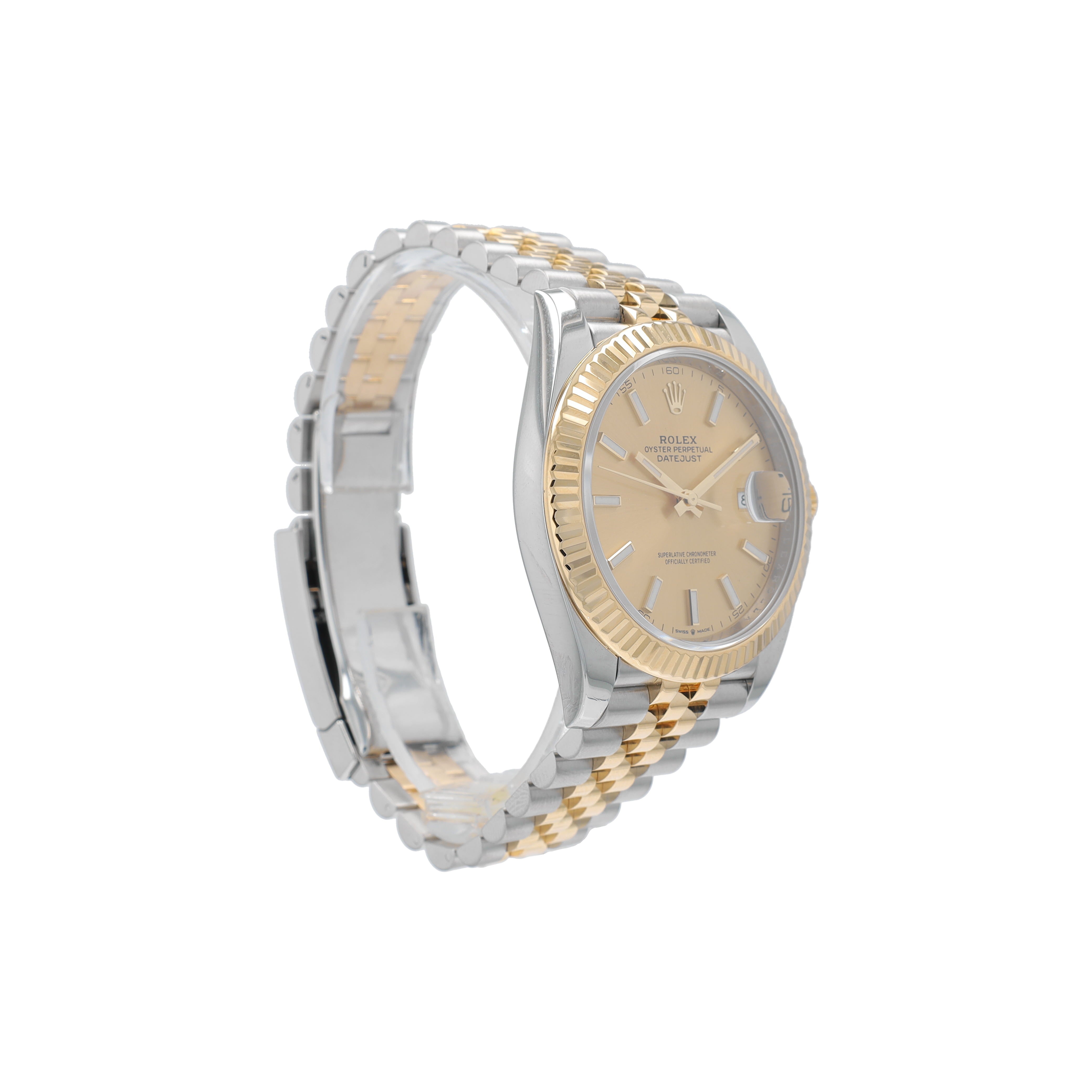 B&P Rolex Datejust 40 126333 41mm Champagne Index Dial Fluted Bezel Jubilee Band - Luxuriant Concierge