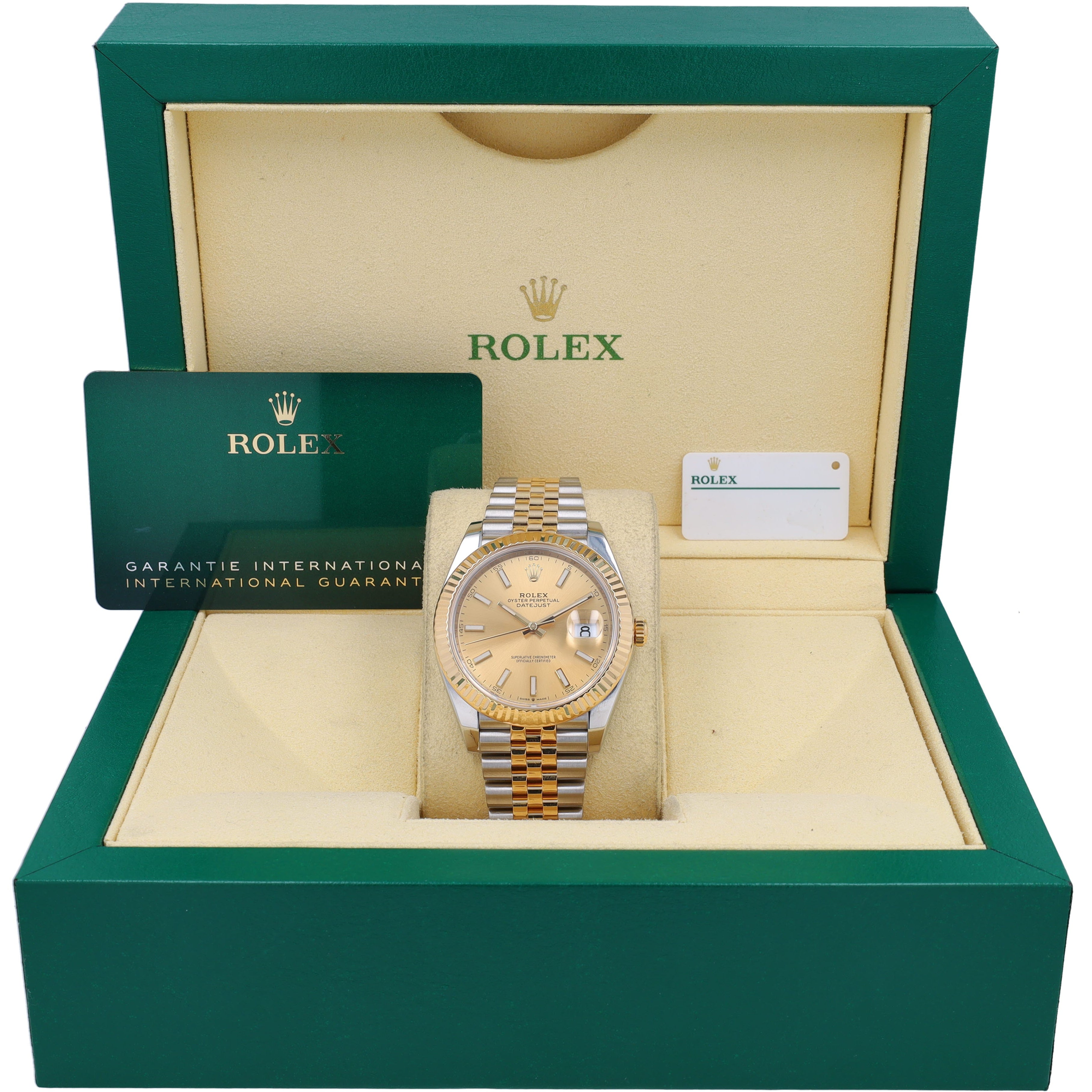 B&P Rolex Datejust 40 126333 41mm Champagne Index Dial Fluted Bezel Jubilee Band - Luxuriant Concierge