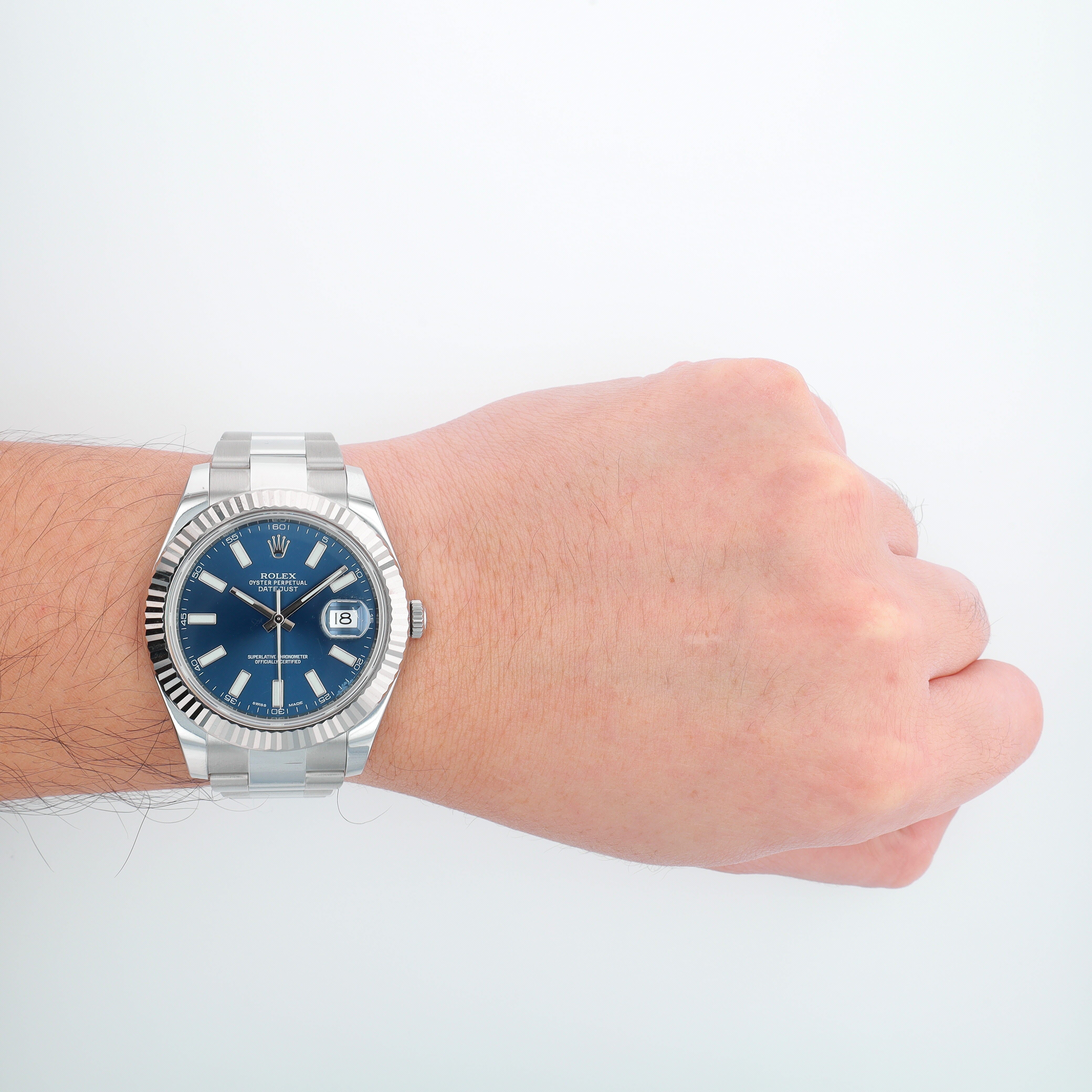 Rolex Datejust 41 126334 41mm Blue Luminous Index Dial Fluted Bezel Oyster Band - Luxuriant Concierge