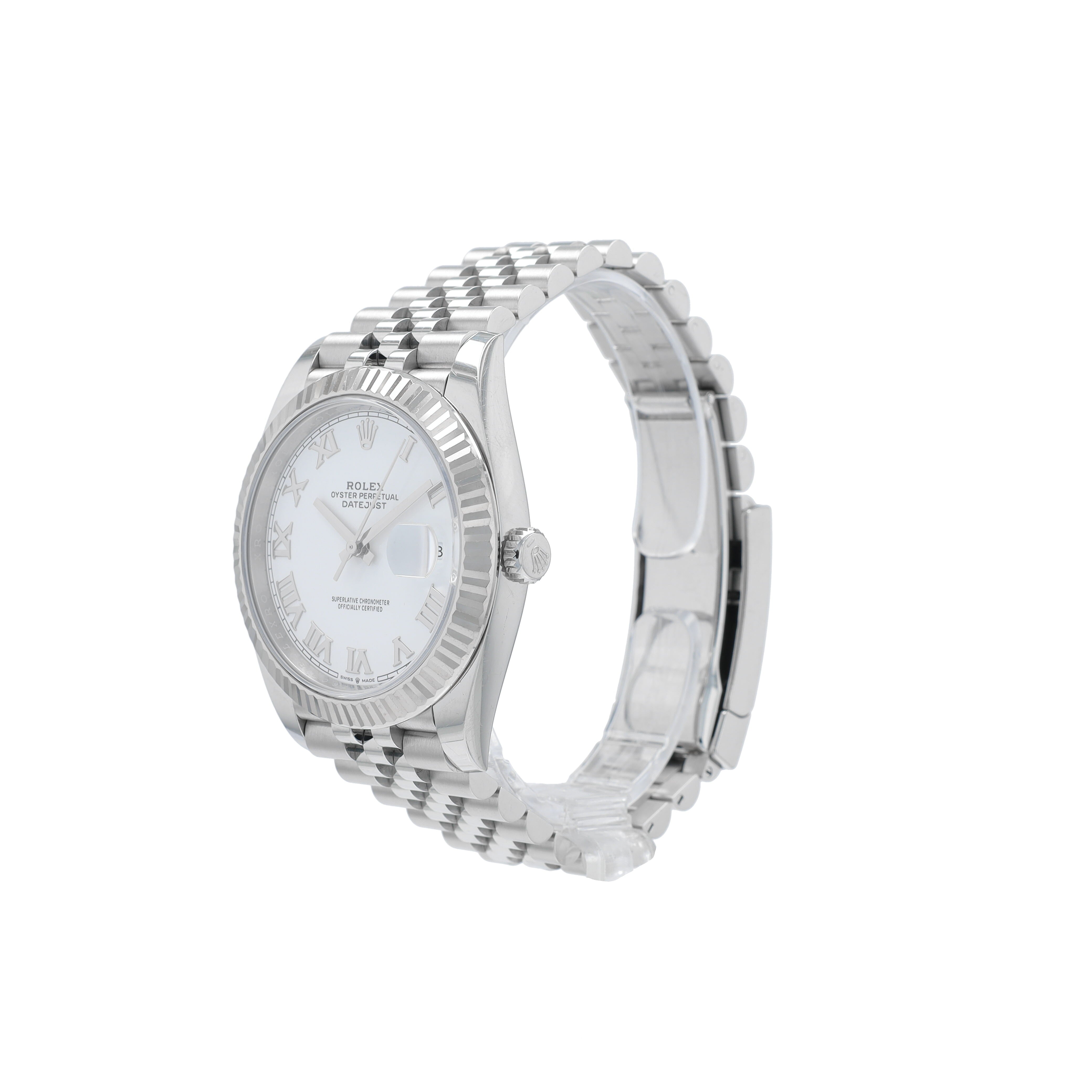 B&P Rolex Datejust 41 126334 41mm White Roman Numeral Dial Fluted Bezel Jubilee Band