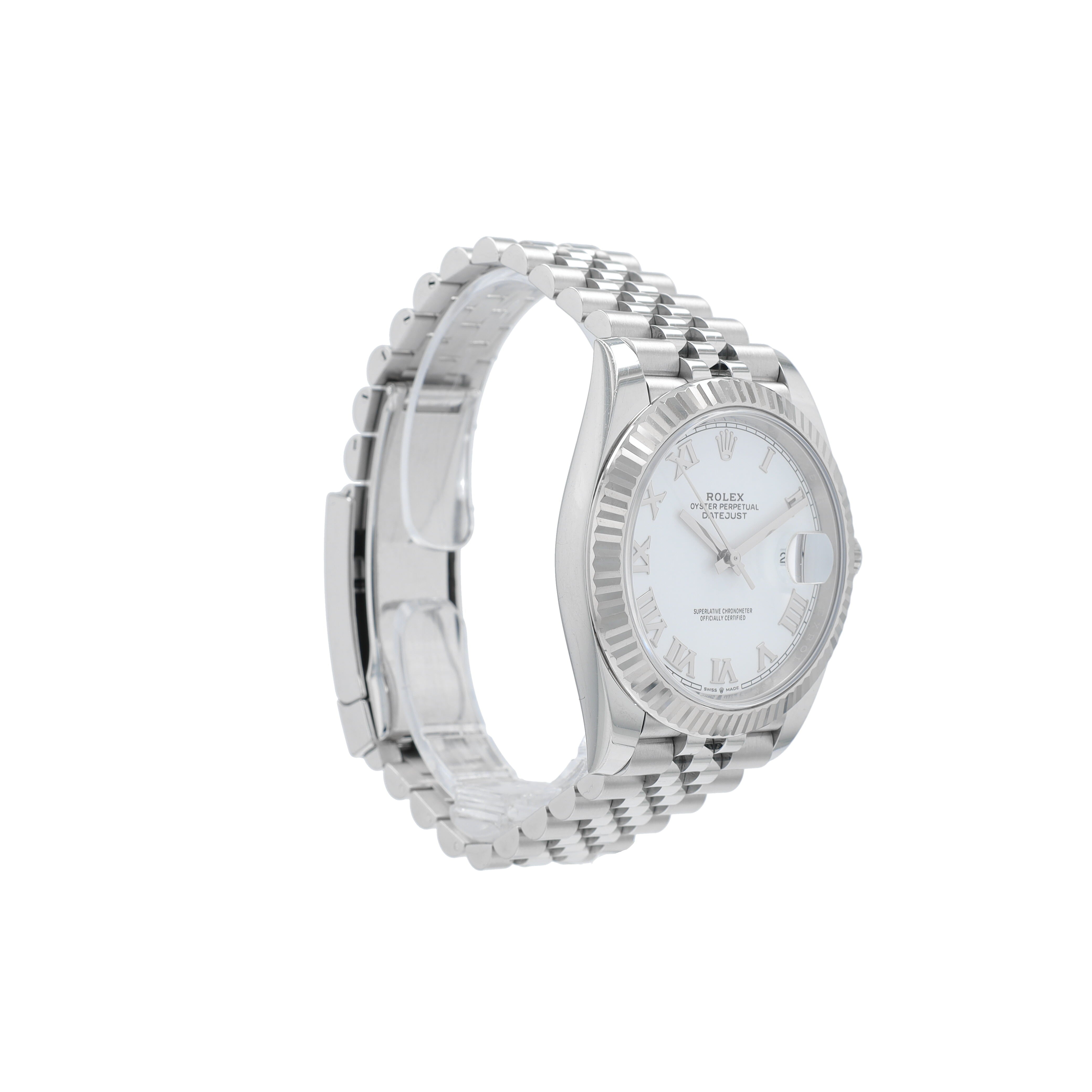 B&P Rolex Datejust 41 126334 41mm White Roman Numeral Dial Fluted Bezel Jubilee Band