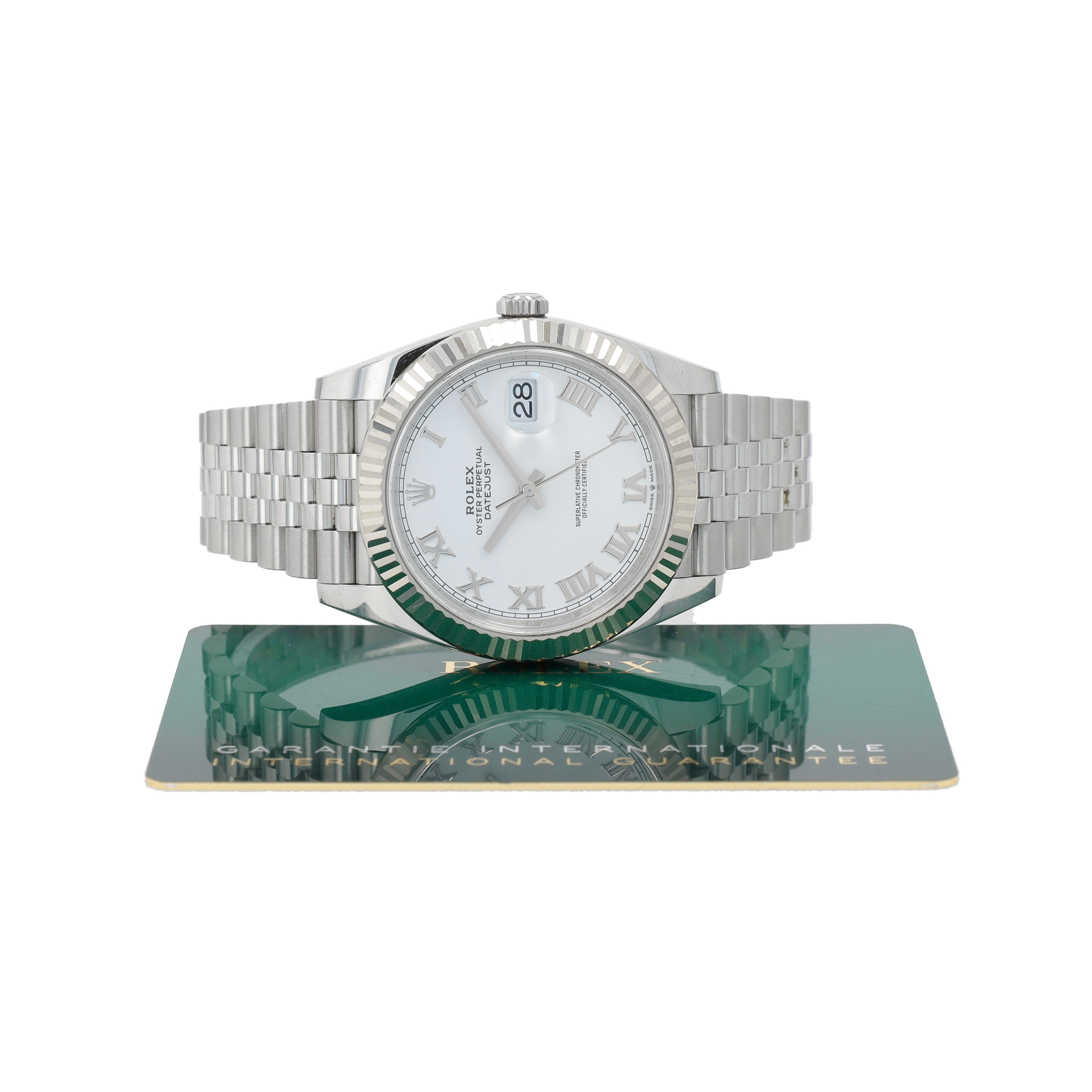 B&P Rolex Datejust 41 126334 41mm White Roman Numeral Dial Fluted Bezel Jubilee Band