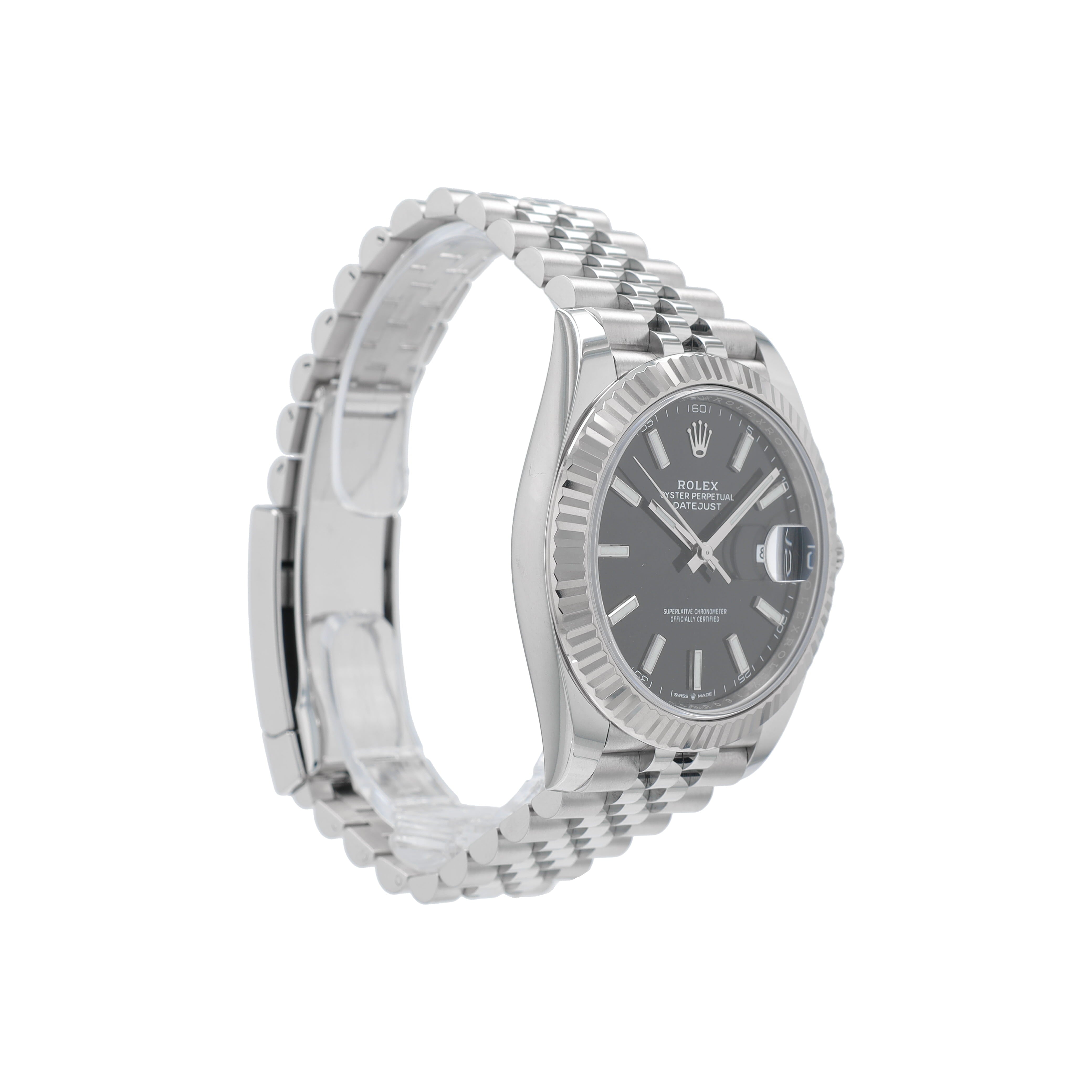 B&P Rolex Datejust 40 126334 41mm Black Luminous Dial Fluted Bezel Oyster Band - Luxuriant Concierge