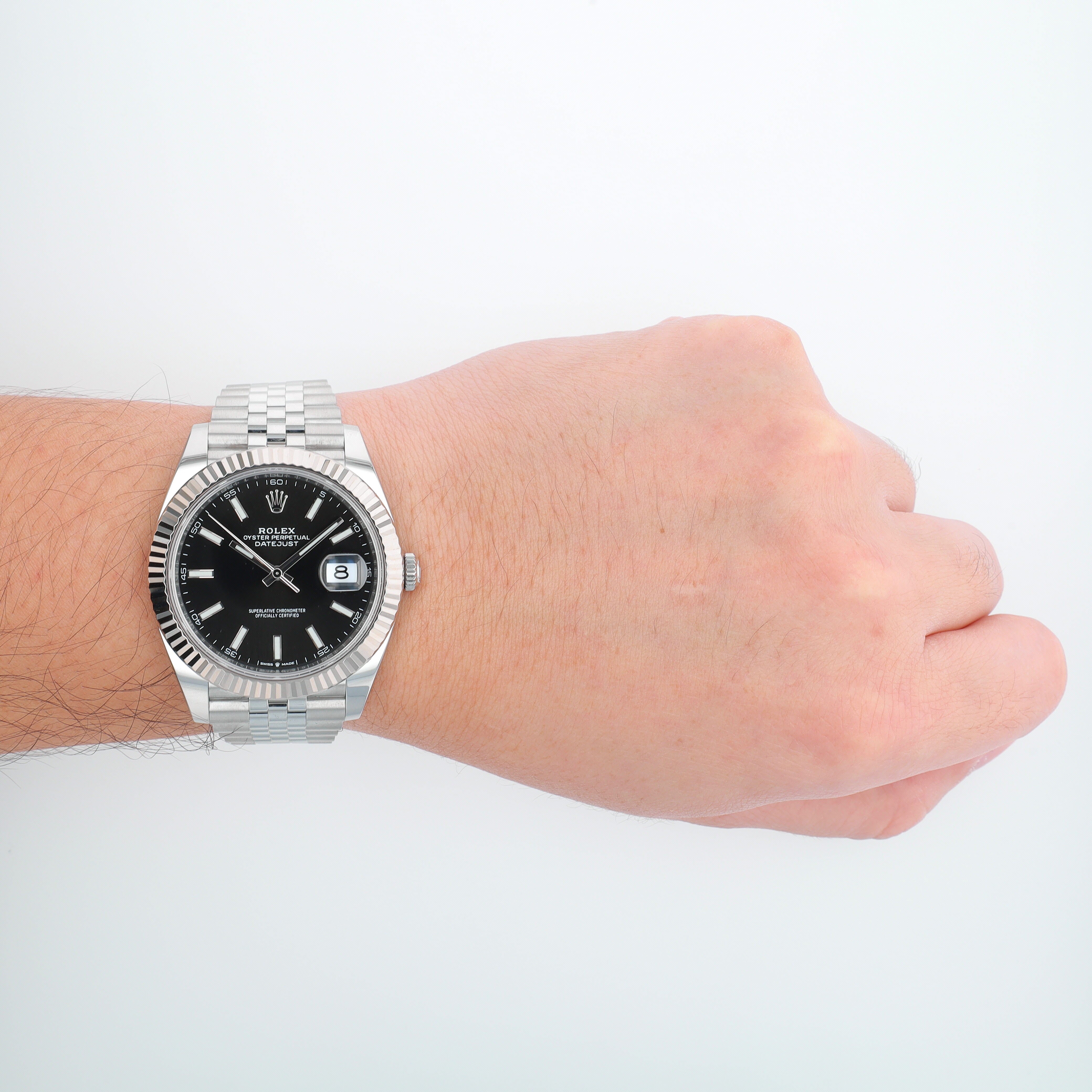 B&P Rolex Datejust 40 126334 41mm Black Luminous Dial Fluted Bezel Oyster Band - Luxuriant Concierge