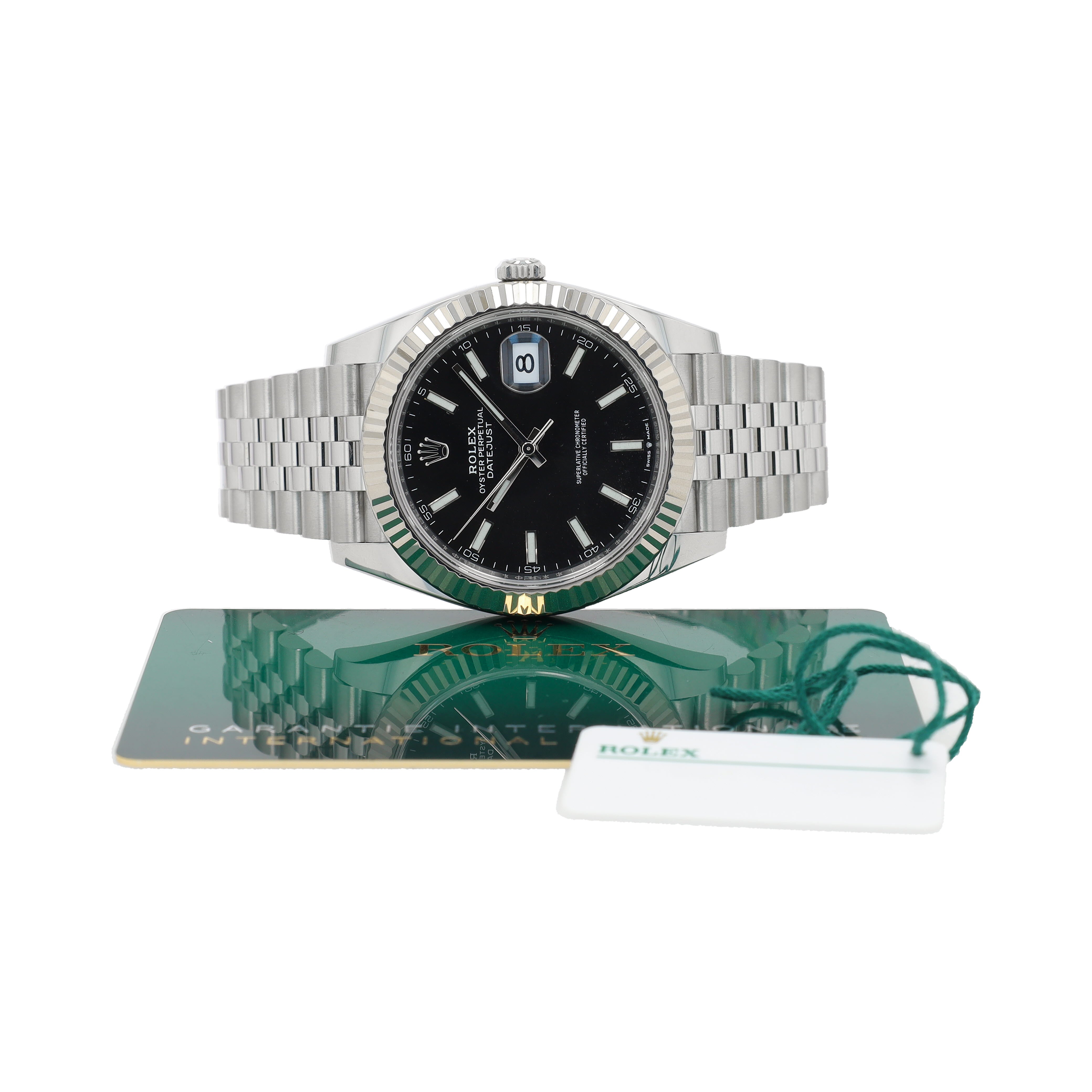 B&P Rolex Datejust 40 126334 41mm Black Luminous Dial Fluted Bezel Oyster Band