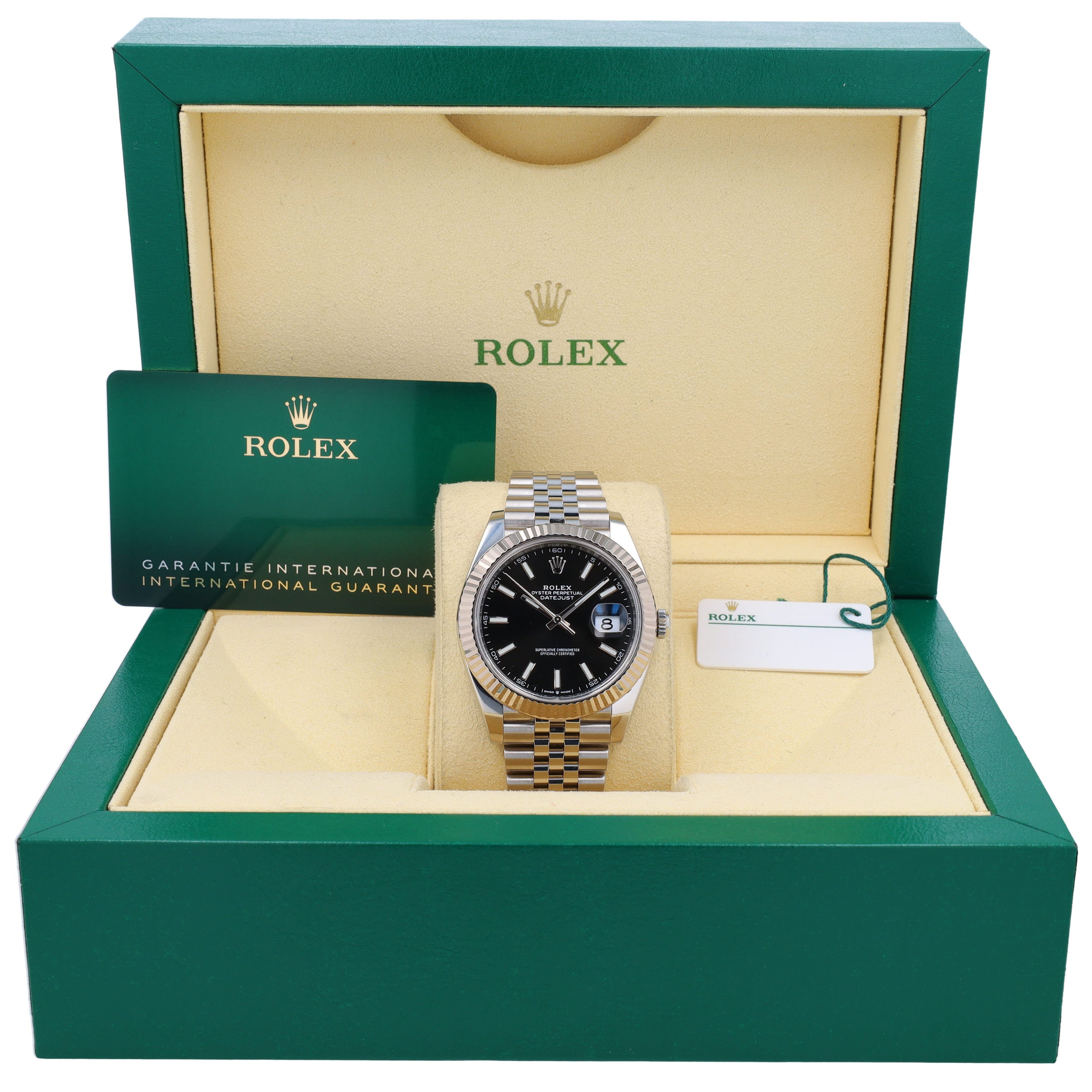 B&P Rolex Datejust 40 126334 41mm Black Luminous Dial Fluted Bezel Oyster Band - Luxuriant Concierge