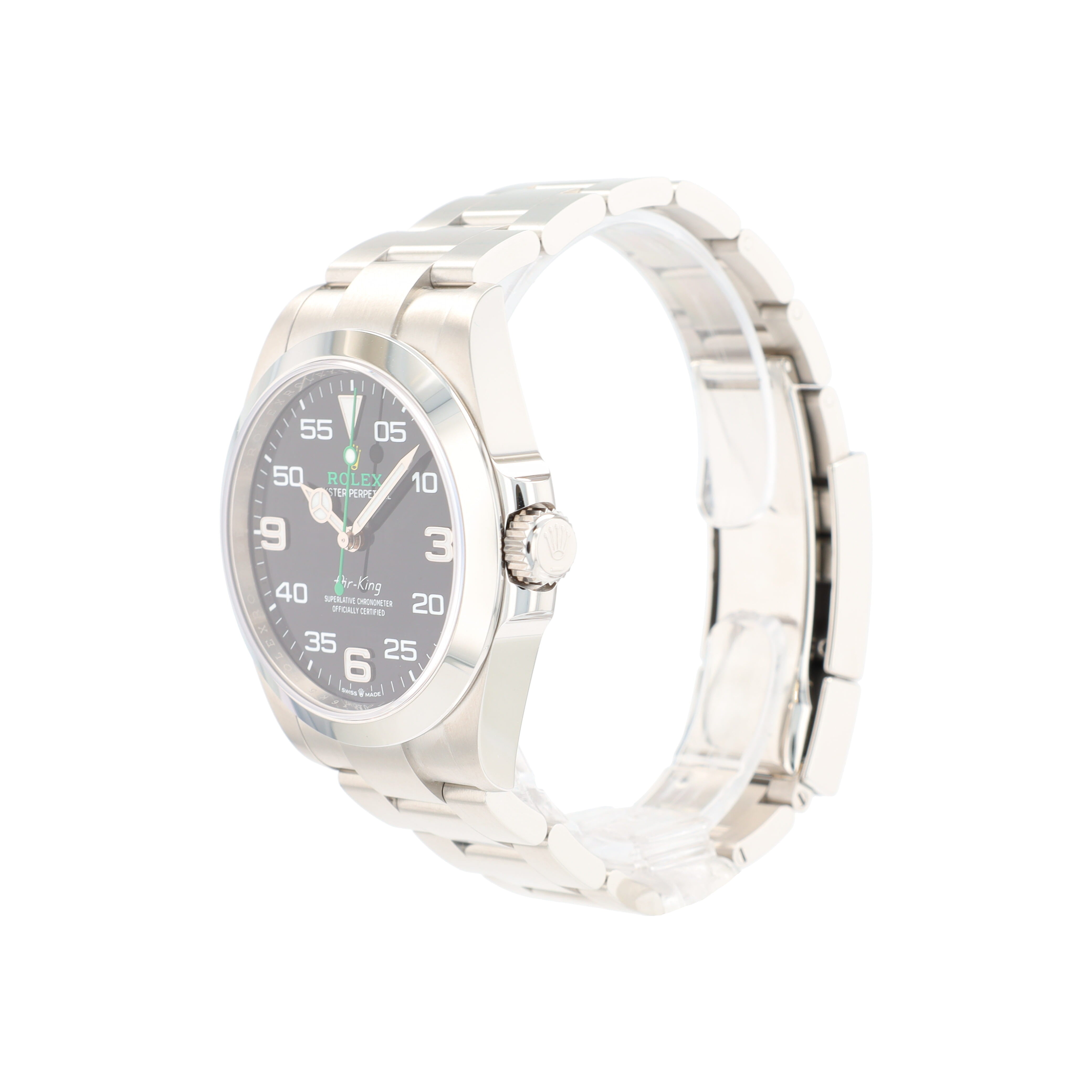 Unworn B&P Rolex Air-King 126900 40mm Black Arabic Luminous Dial Smooth Bezel Oyster Band