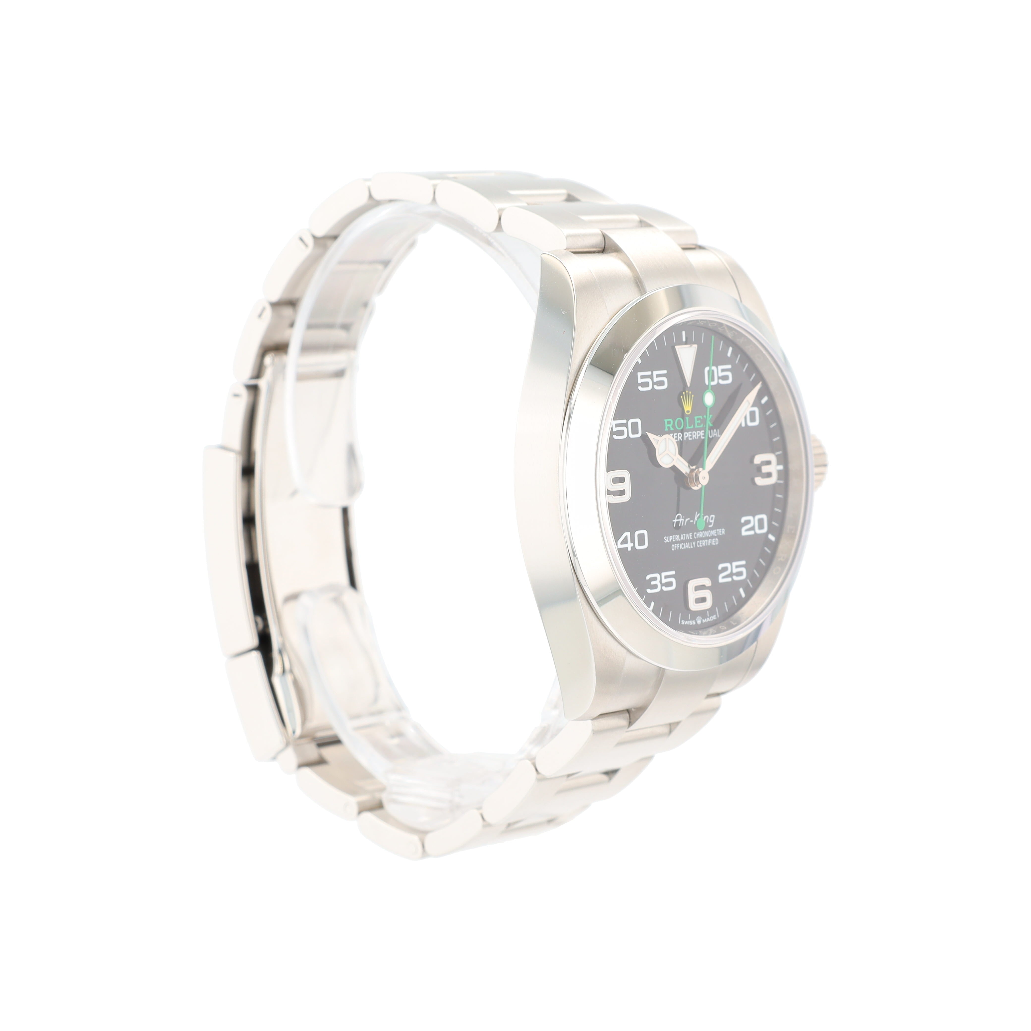 Unworn B&P Rolex Air-King 126900 40mm Black Arabic Luminous Dial Smooth Bezel Oyster Band