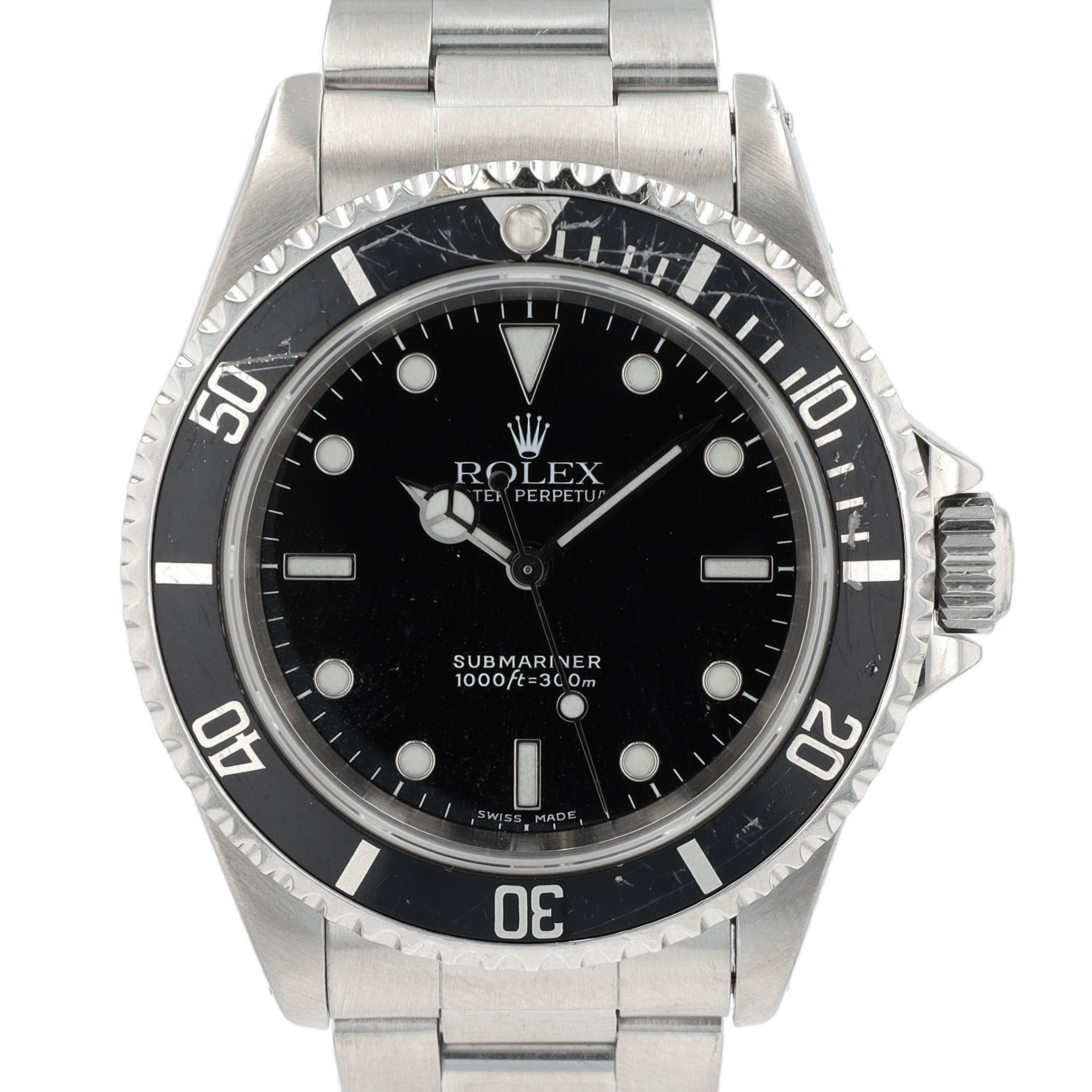 Rolex Submariner - NO DATE 14060 40mm Black Luminous Marker Dial Rotating Bezel with Black Insert Bezel Oyster Band