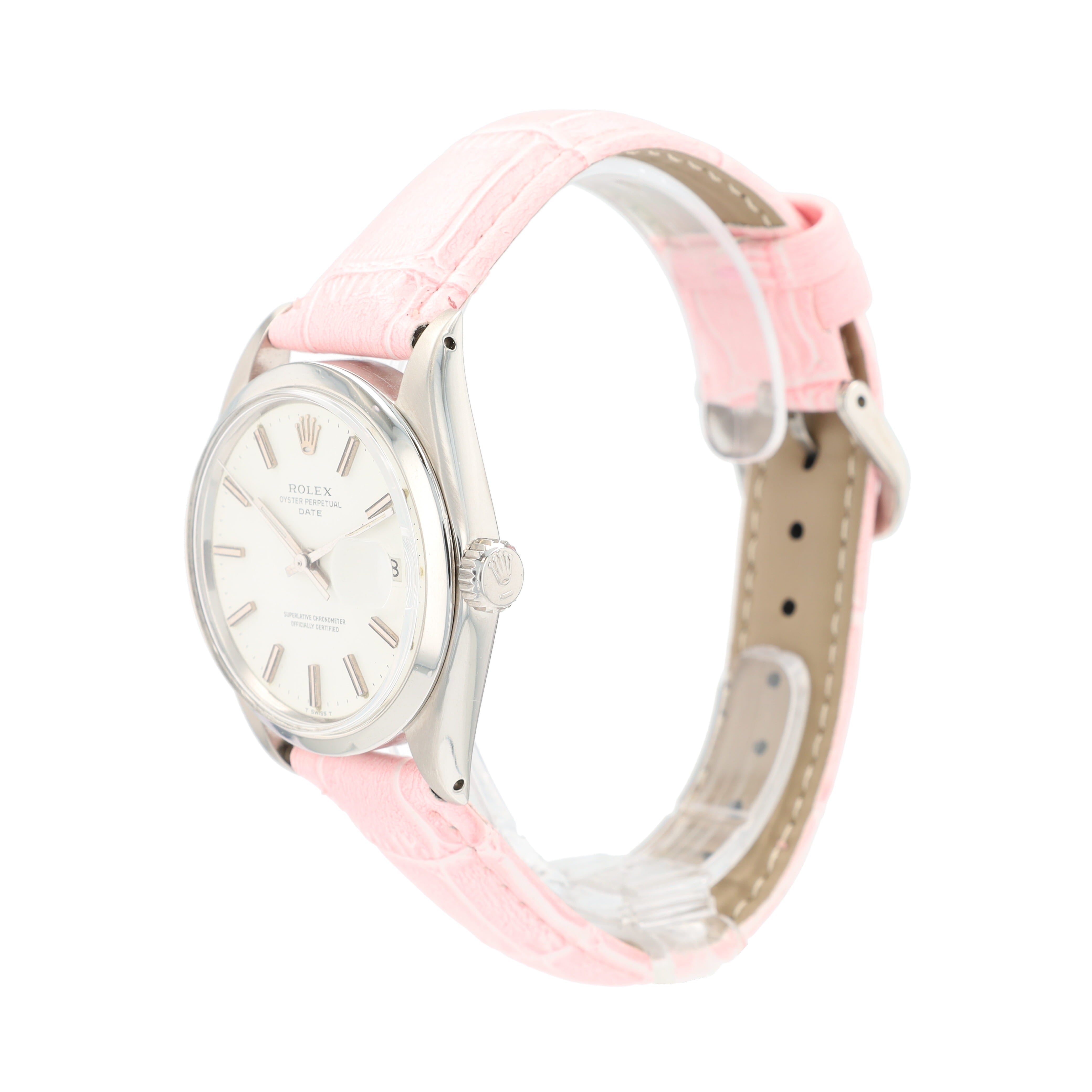 Rolex Date 1500 36mm White Index Dial Smooth Bezel AM Leather Band - Luxuriant Concierge