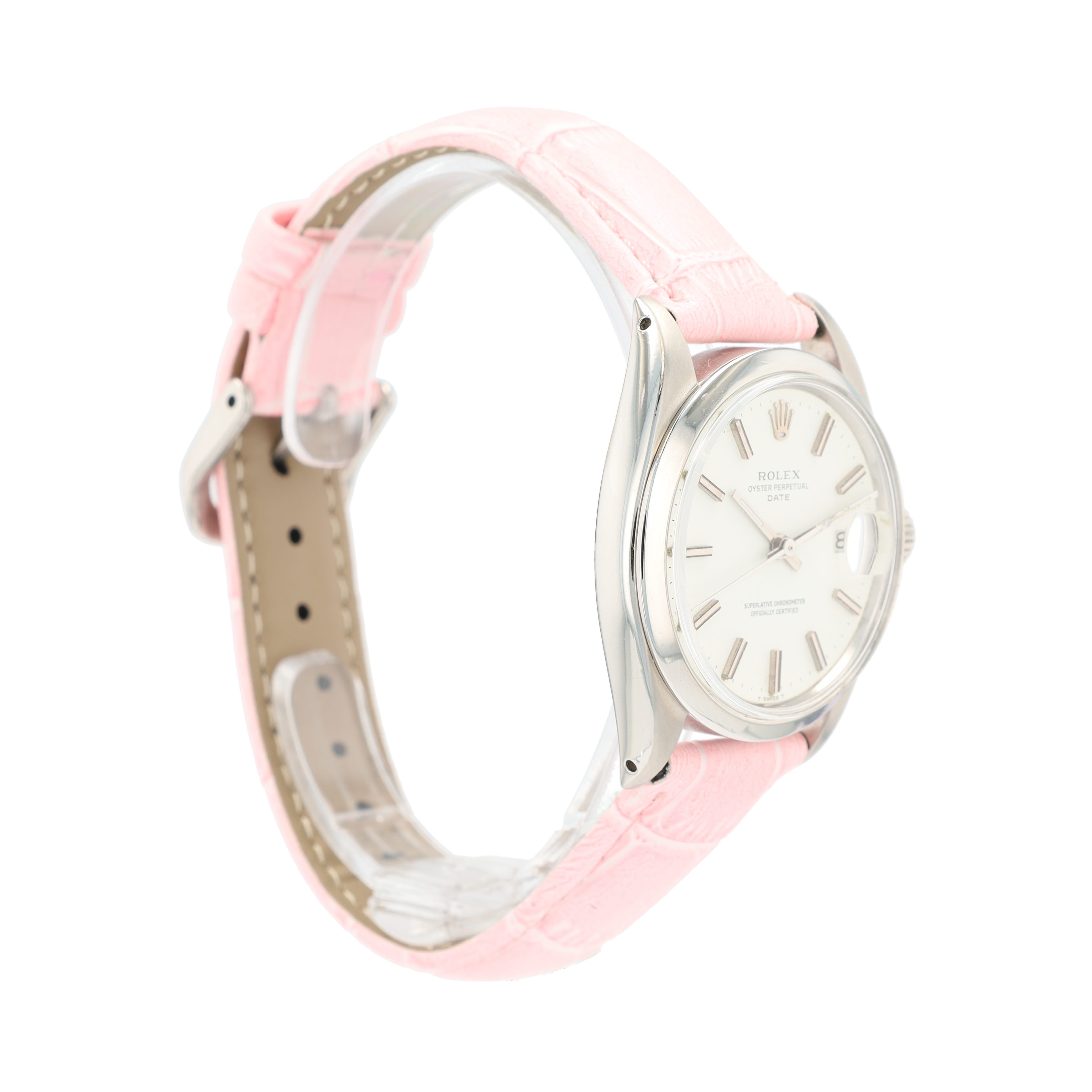 Rolex Date 1500 36mm White Index Dial Smooth Bezel AM Leather Band - Luxuriant Concierge