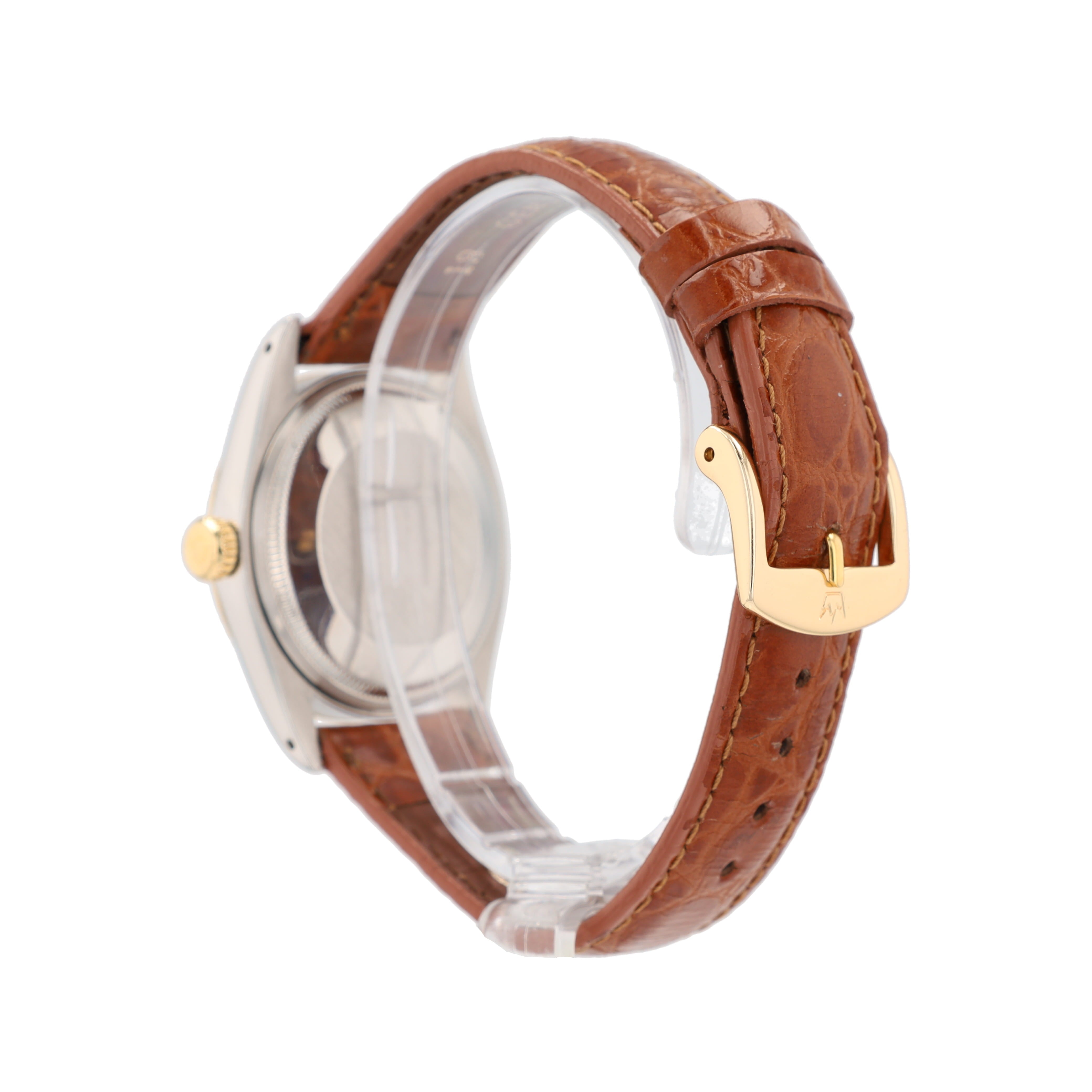 Rolex Date 1501 34mm Silver Index Dial Fluted Bezel leather Band - Luxuriant Concierge