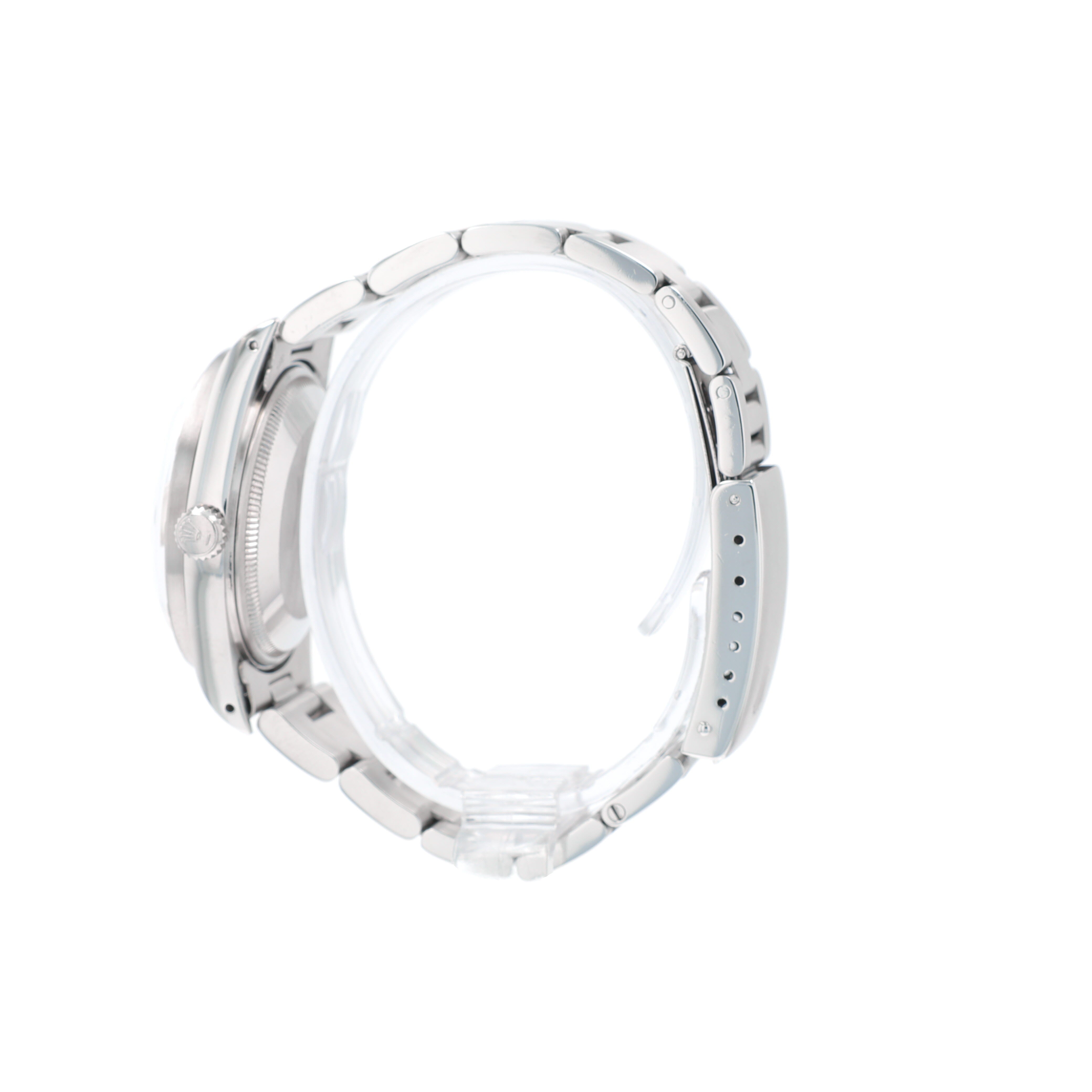 Rolex Date 15010 34mm Silver Index Dial Engine-Turned Bezel Oyster Band - Luxuriant Concierge