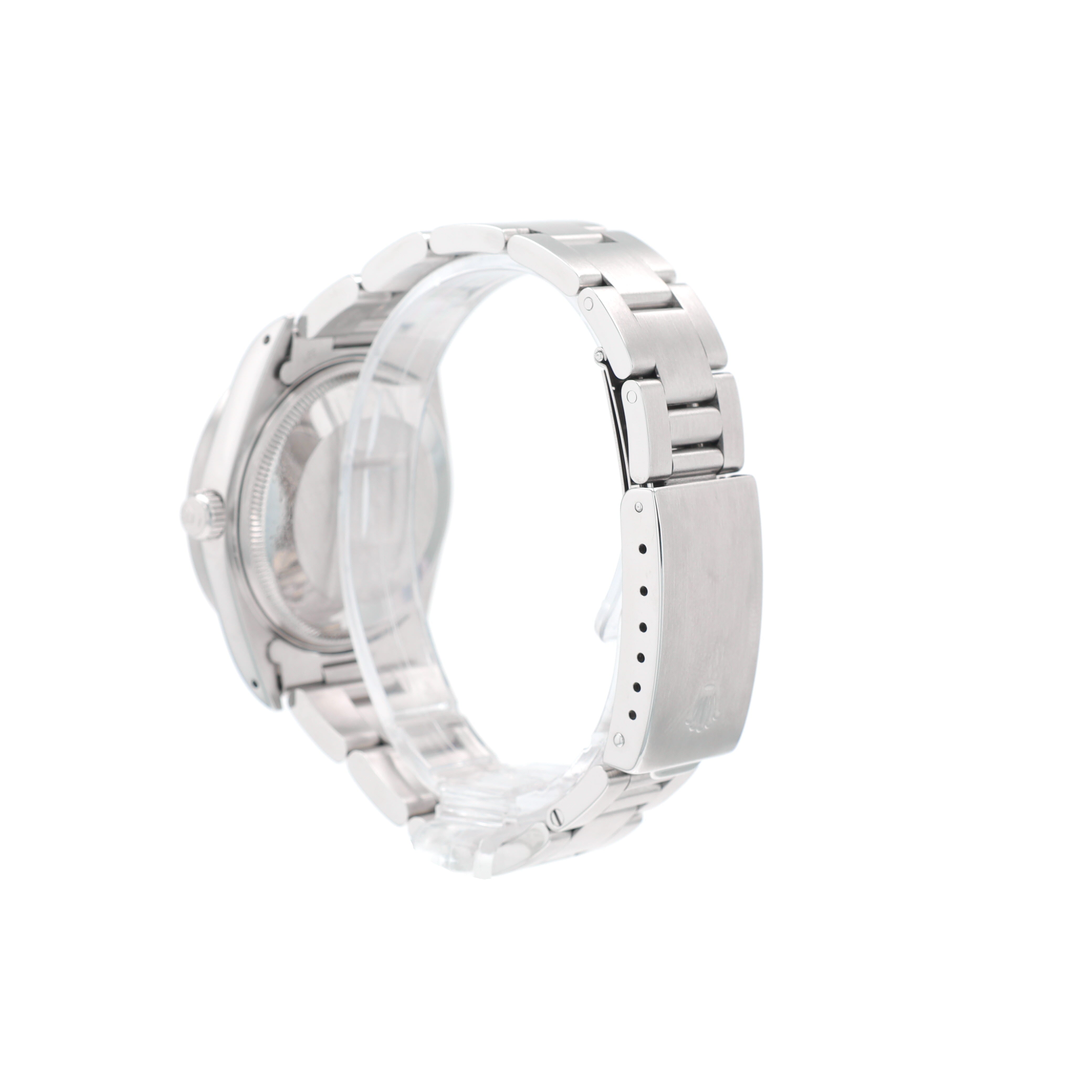 Rolex Date 15010 34mm Silver Index Dial Engine-Turned Bezel Oyster Band - Luxuriant Concierge