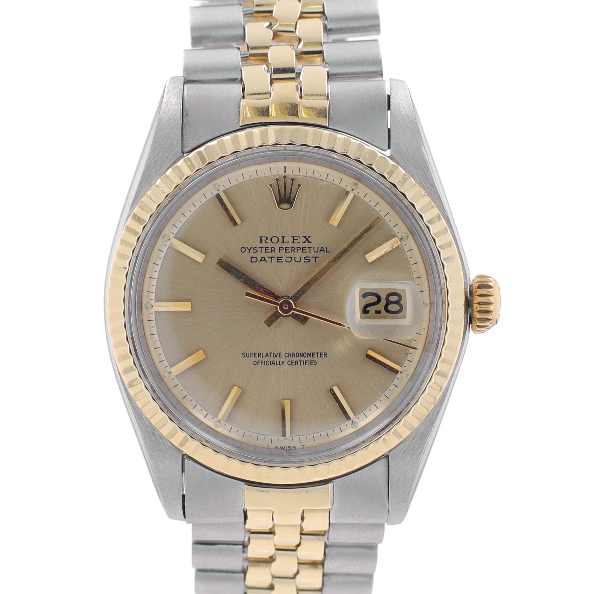 Rolex Datejust 1601 36mm Silver Index Dial Fluted Bezel Jubilee Folded Band - Luxuriant Concierge