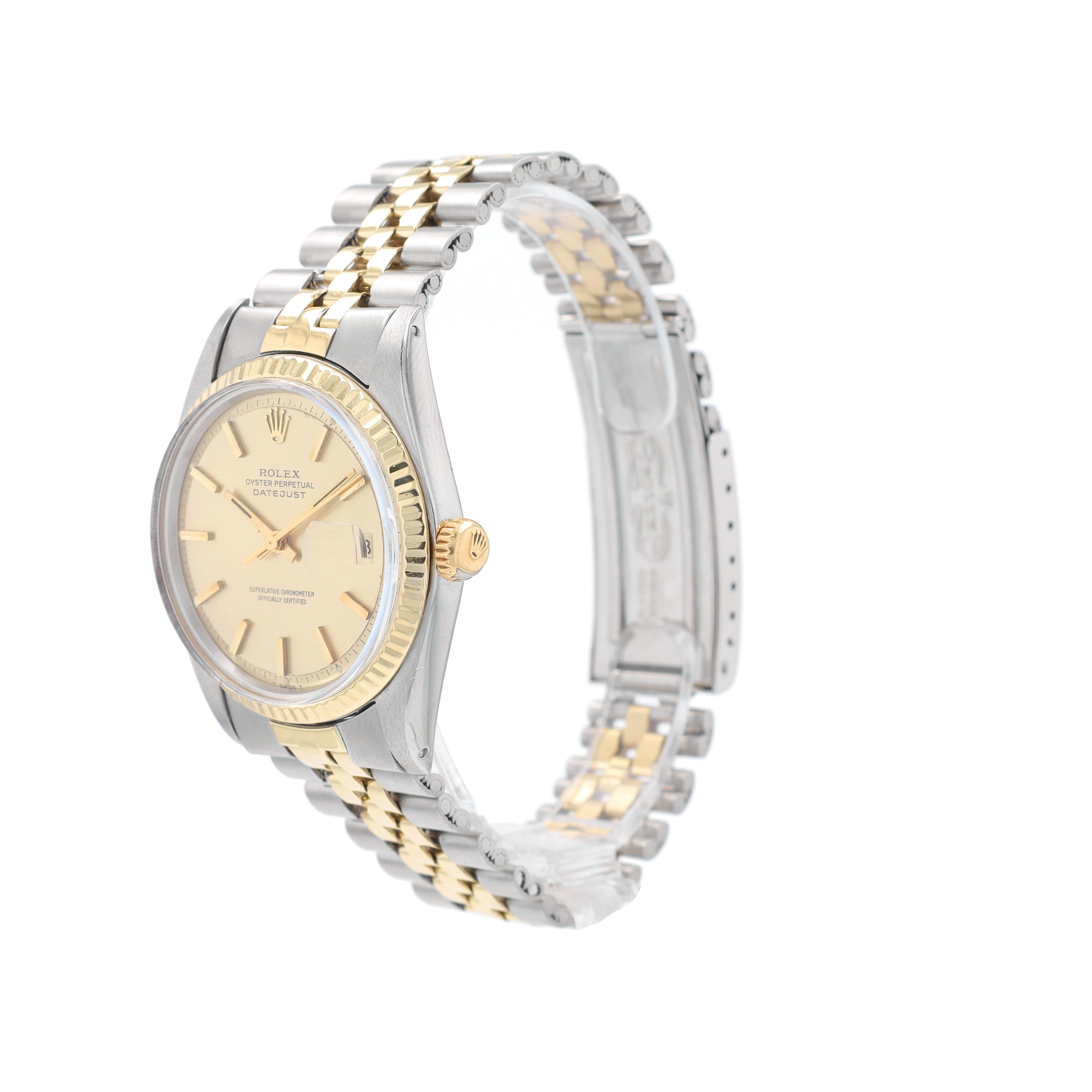 Rolex Datejust 1601 36mm Silver Index Dial Fluted Bezel Jubilee Folded Band