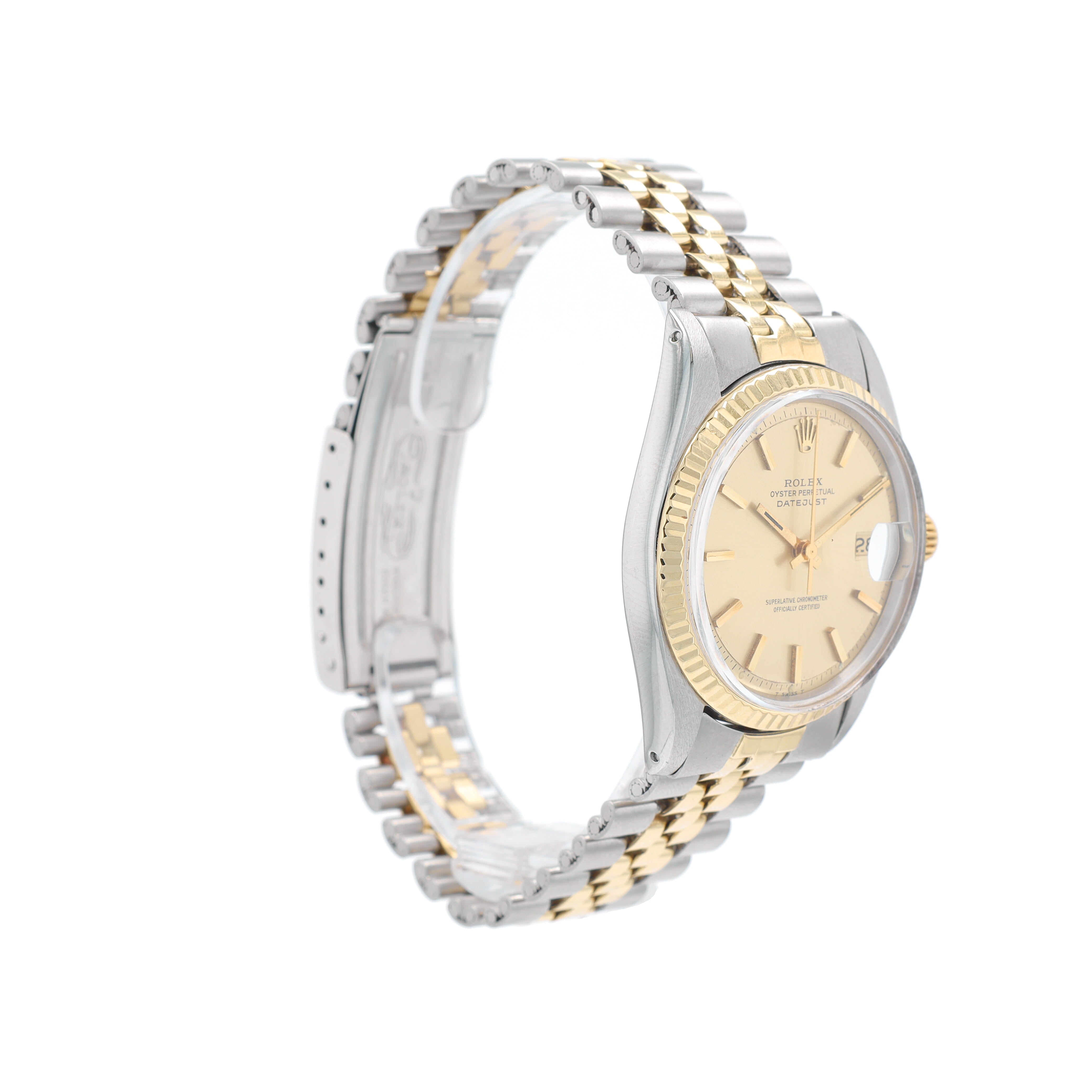 Rolex Datejust 1601 36mm Silver Index Dial Fluted Bezel Jubilee Folded Band