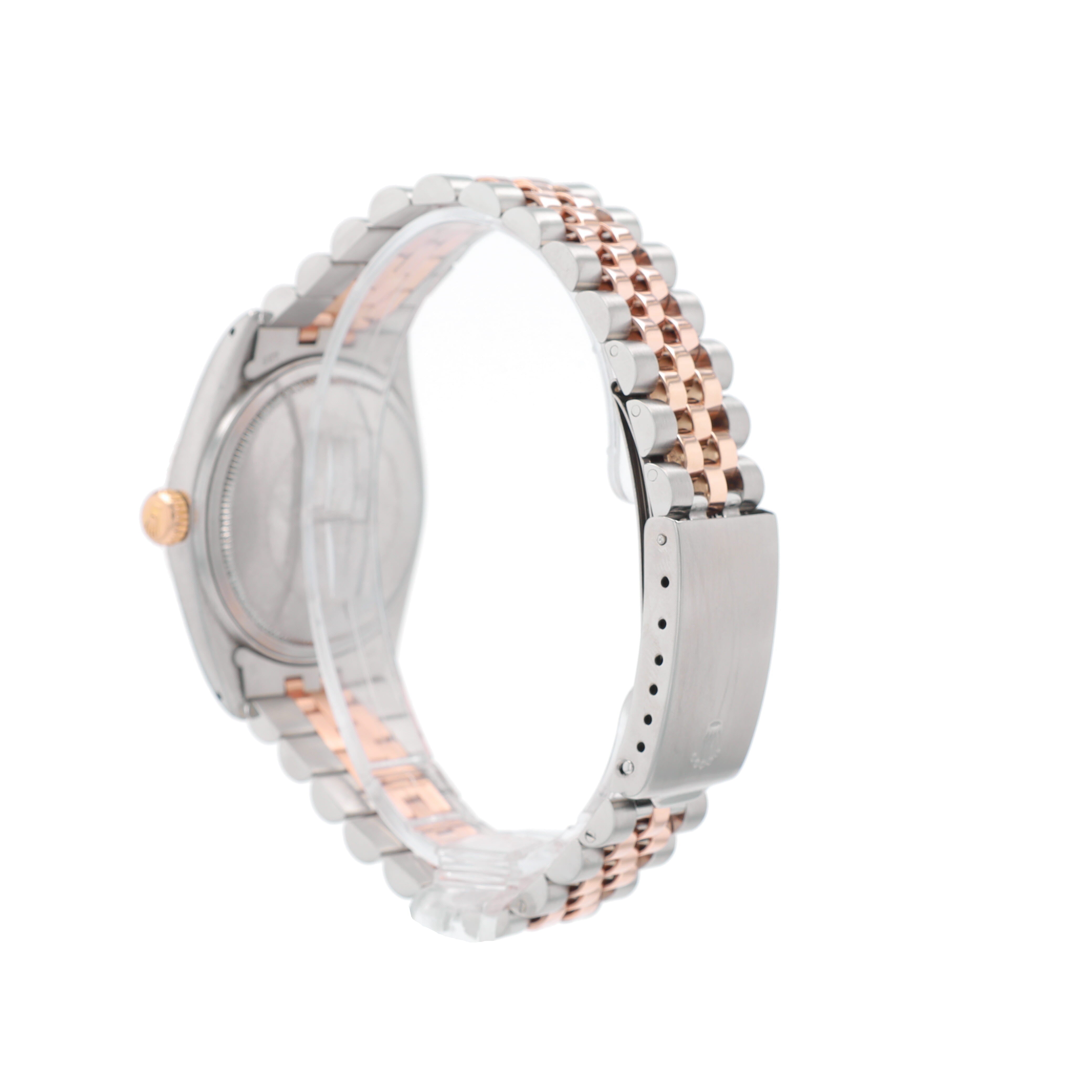Rolex RARE Rosegold Datejust 1601 36mm Silver Index Dial Fluted Bezel Jubilee Band - Luxuriant Concierge