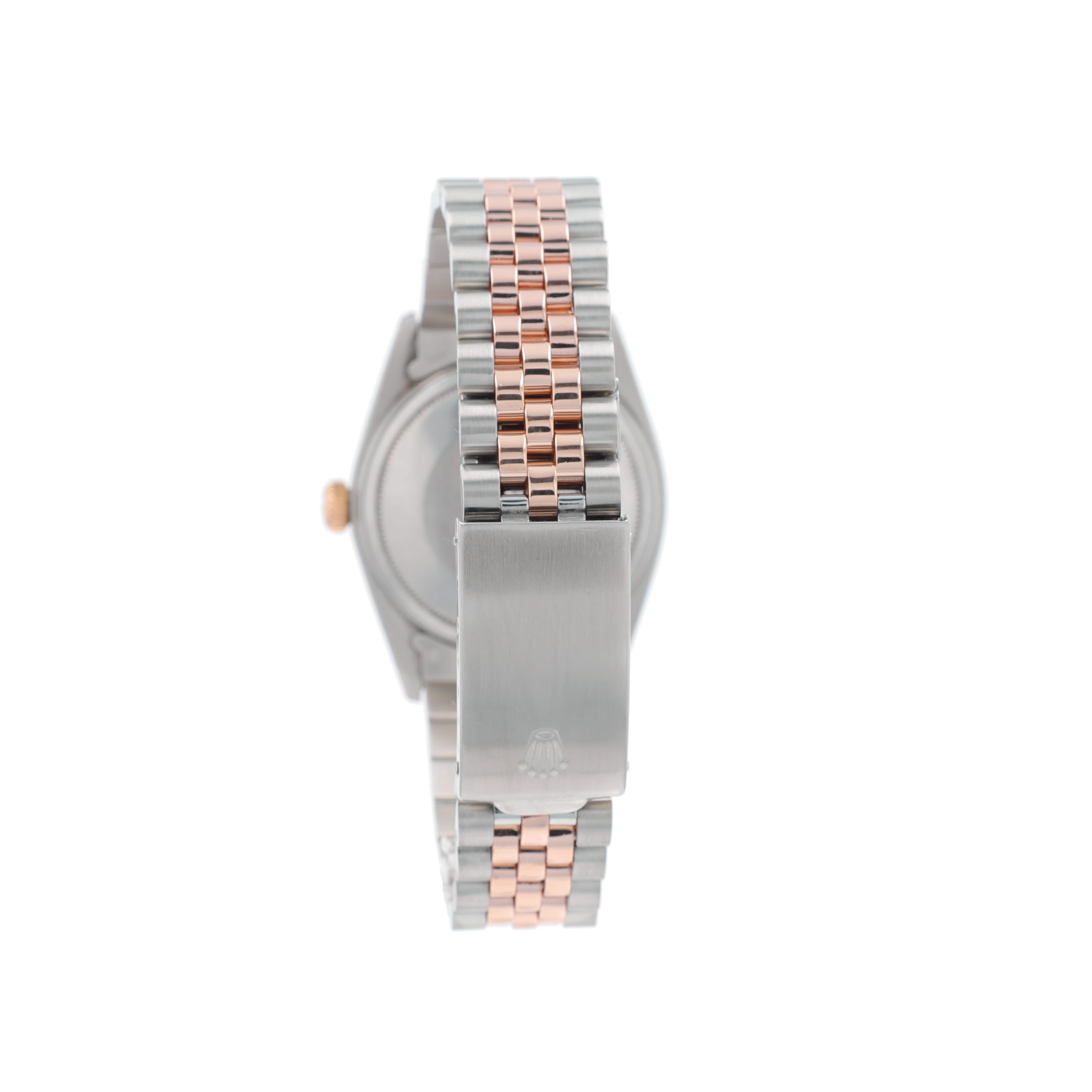 Rolex RARE Rosegold Datejust 1601 36mm Silver Index Dial Fluted Bezel Jubilee Band - Luxuriant Concierge