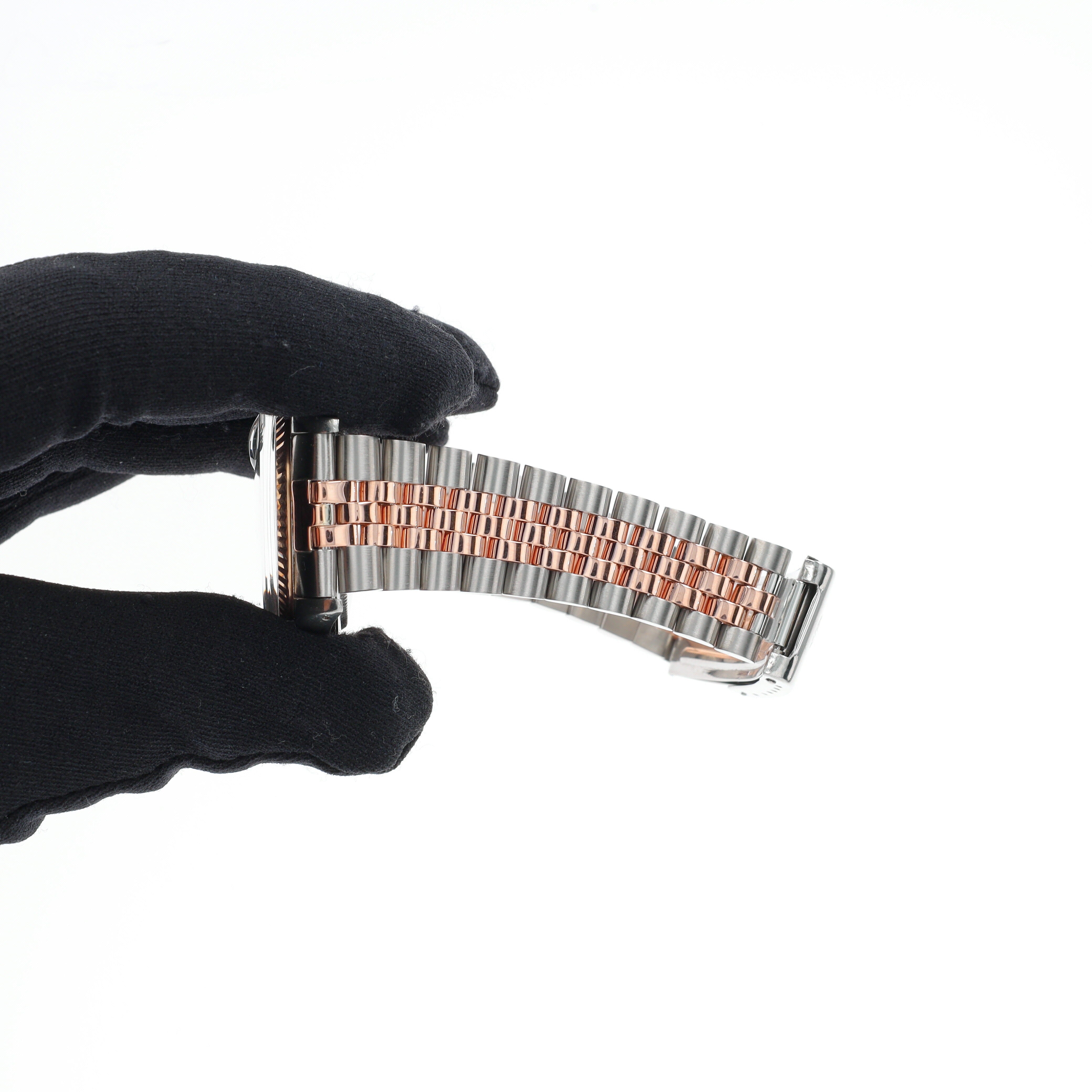 Rolex RARE Rosegold Datejust 1601 36mm Silver Index Dial Fluted Bezel Jubilee Band - Luxuriant Concierge
