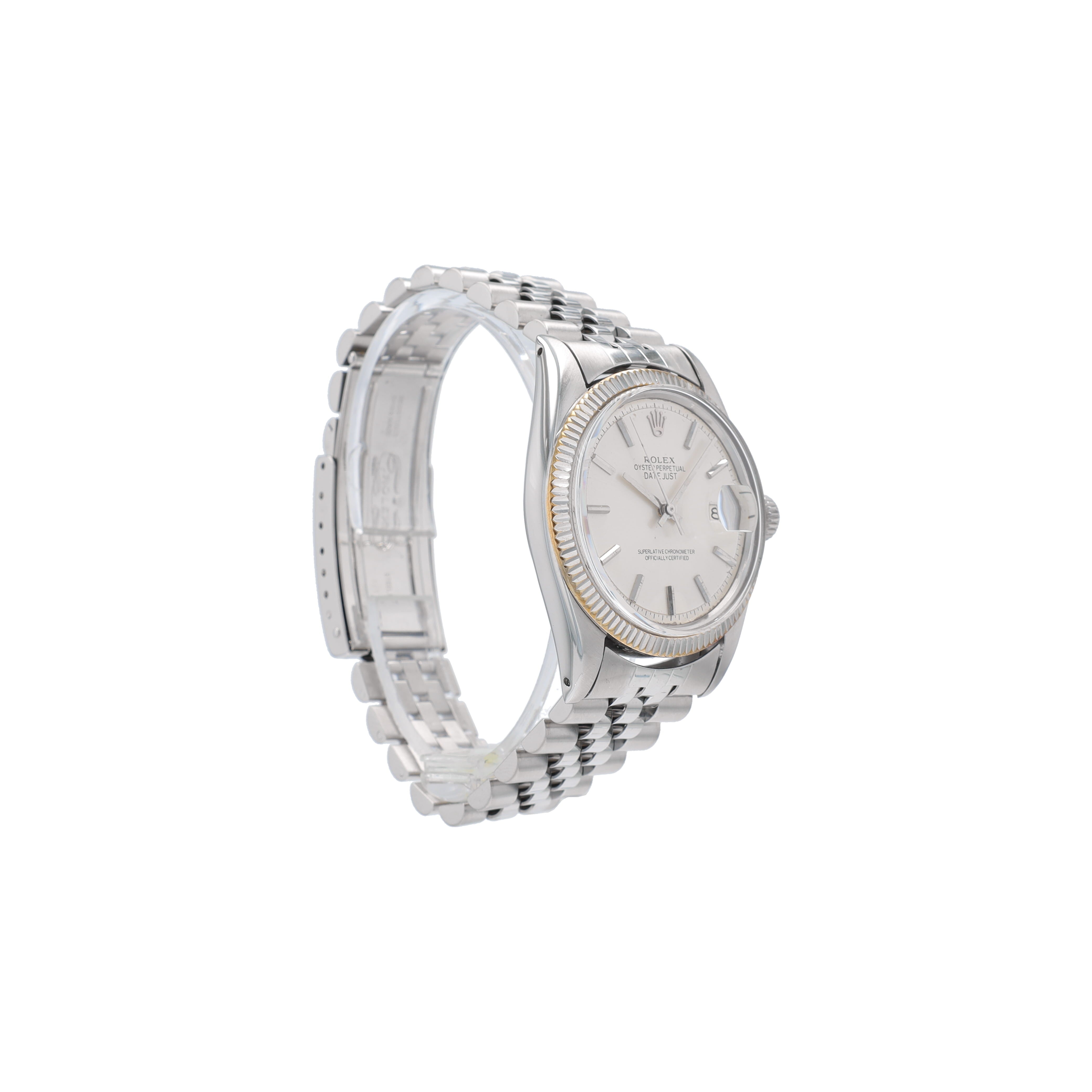Rolex Datejust 1601 36mm Silver Index Dial Fluted Bezel Jubilee Band - Luxuriant Concierge