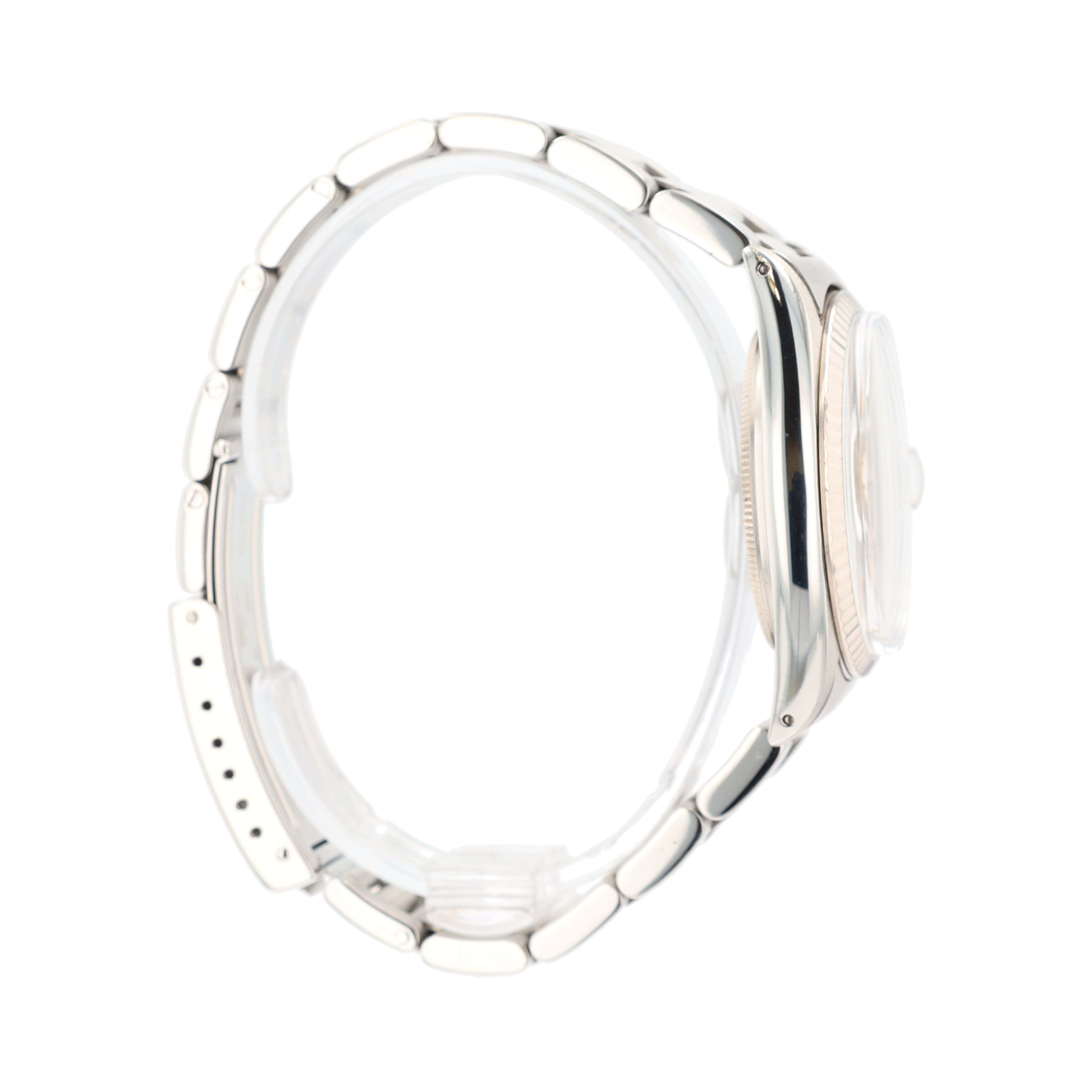 B&P Rolex Datejust 16014 36mm Silver Index Dial Fluted Bezel Oyster Band - Luxuriant Concierge