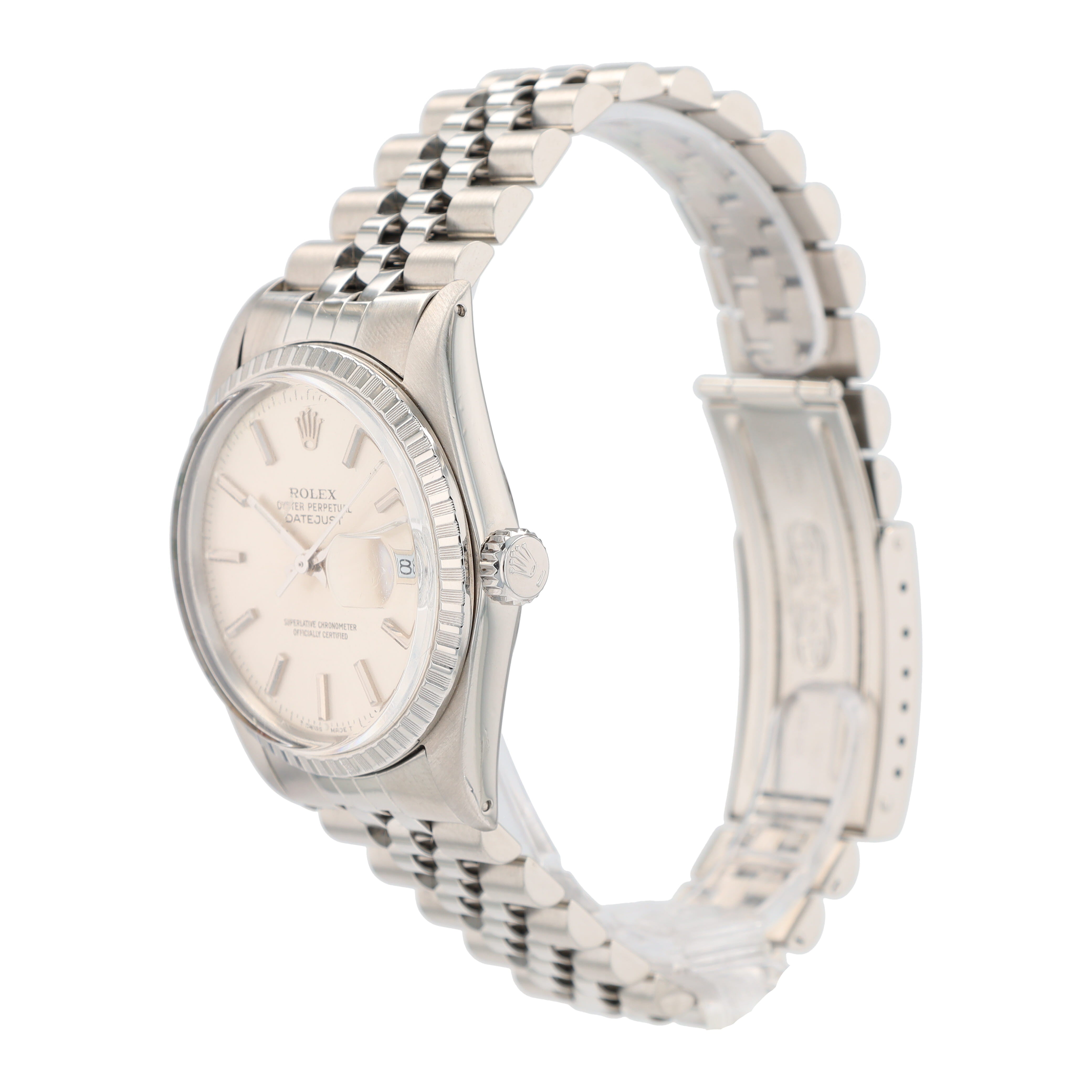 Rolex Datejust 16030 36mm Silver Index Dial Engine-Turned Bezel Jubilee Band - Luxuriant Concierge